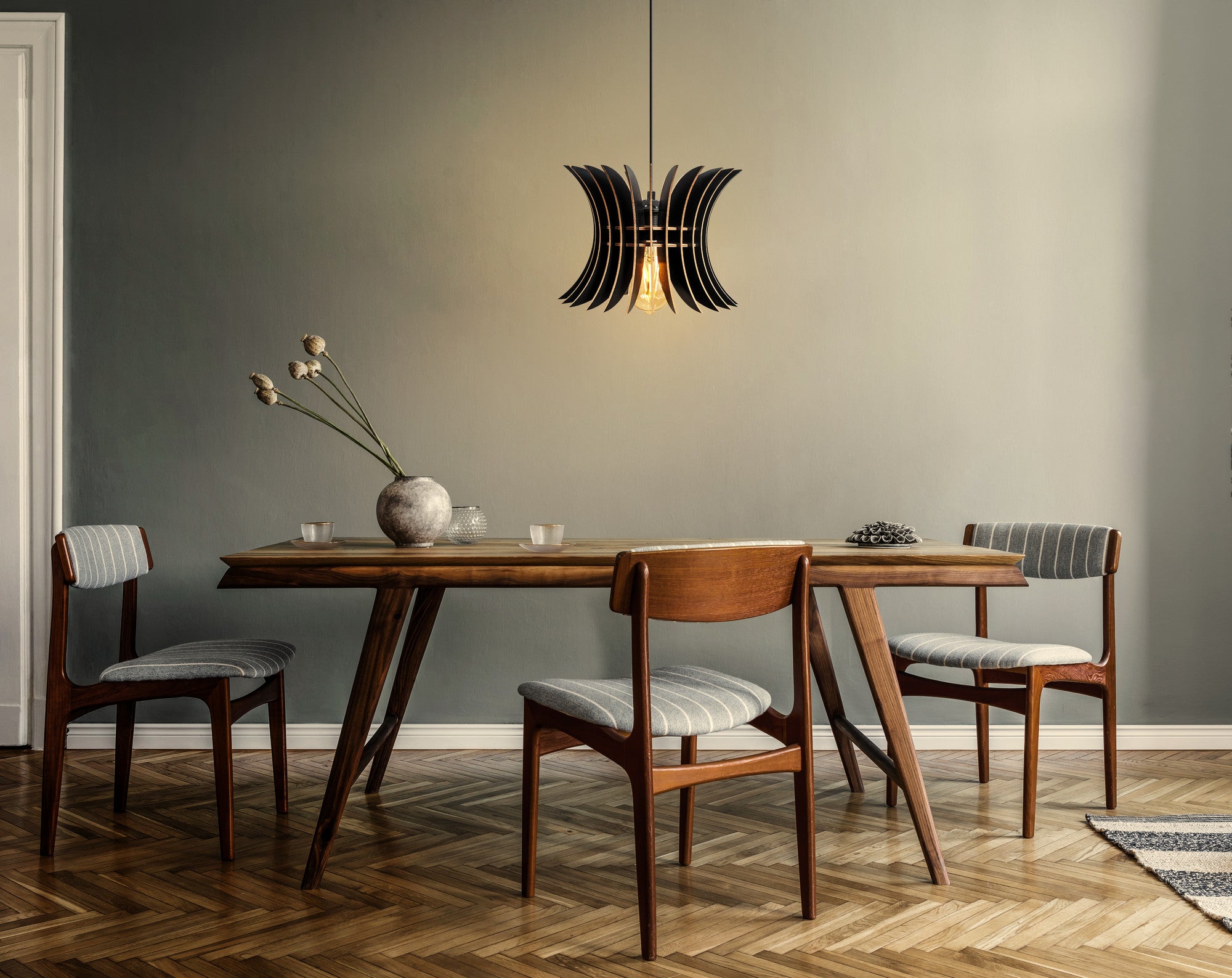 Candeeiro de Teto – 60 cm – Preto – MDF