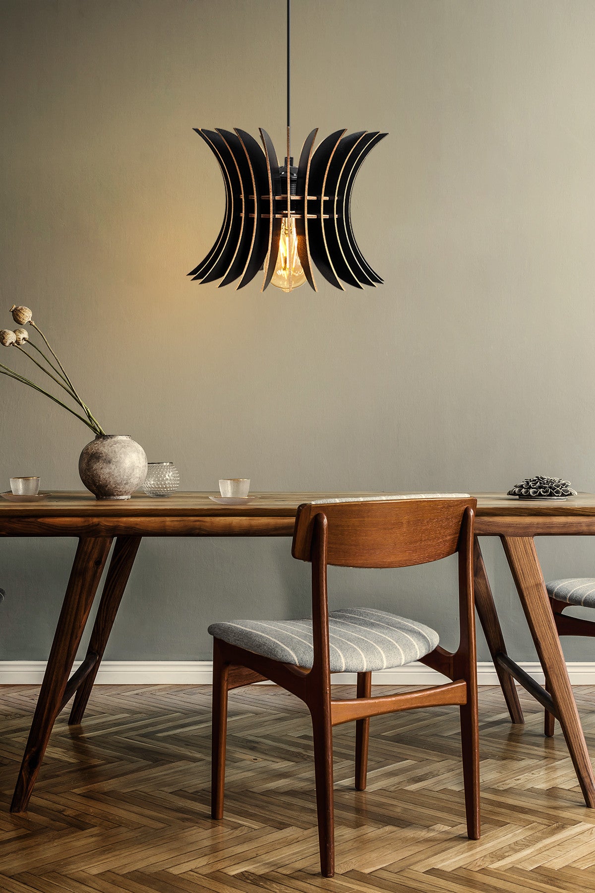 Candeeiro de Teto – 60 cm – Preto – MDF