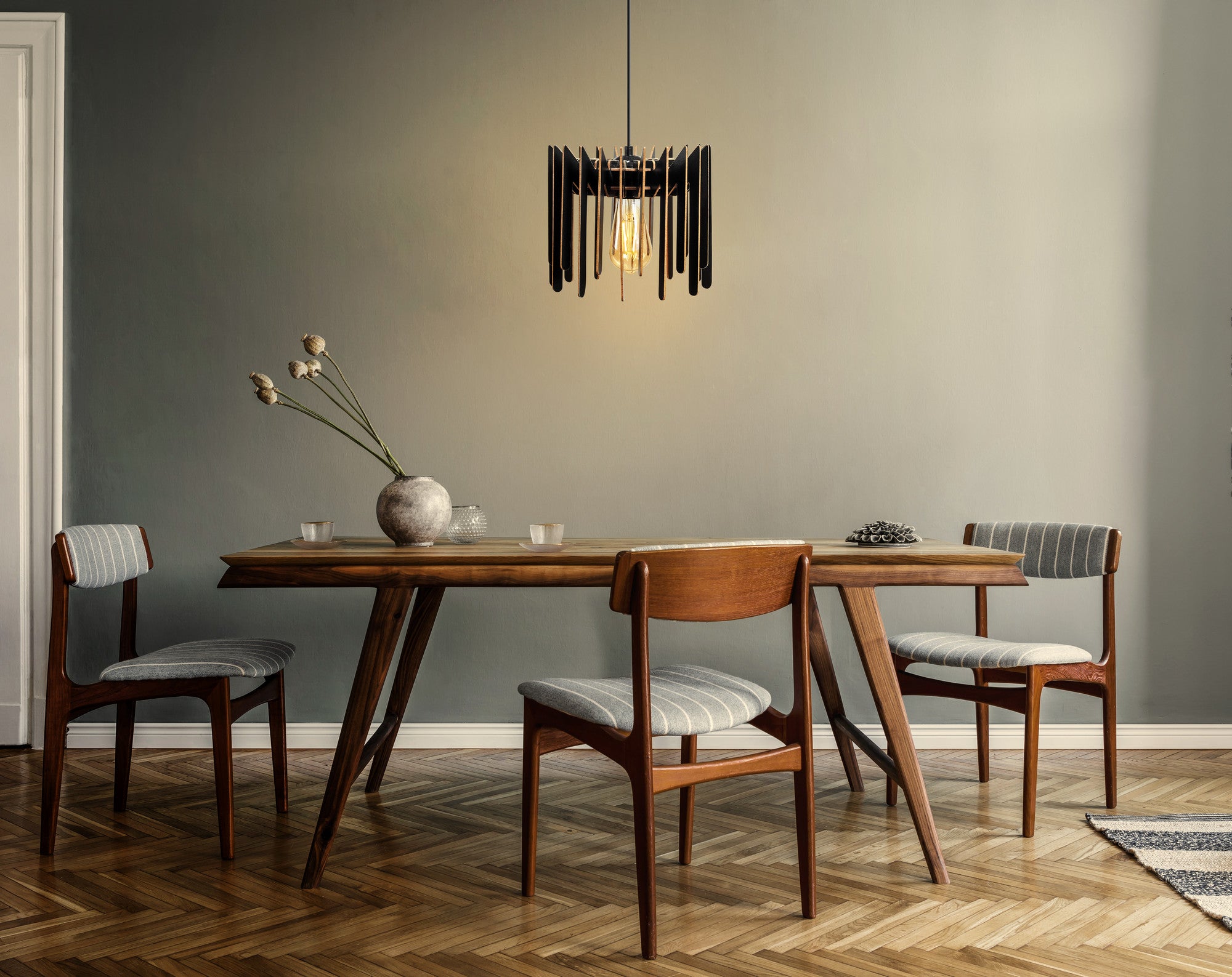 Candeeiro de Teto – 55 cm – Preto – MDF