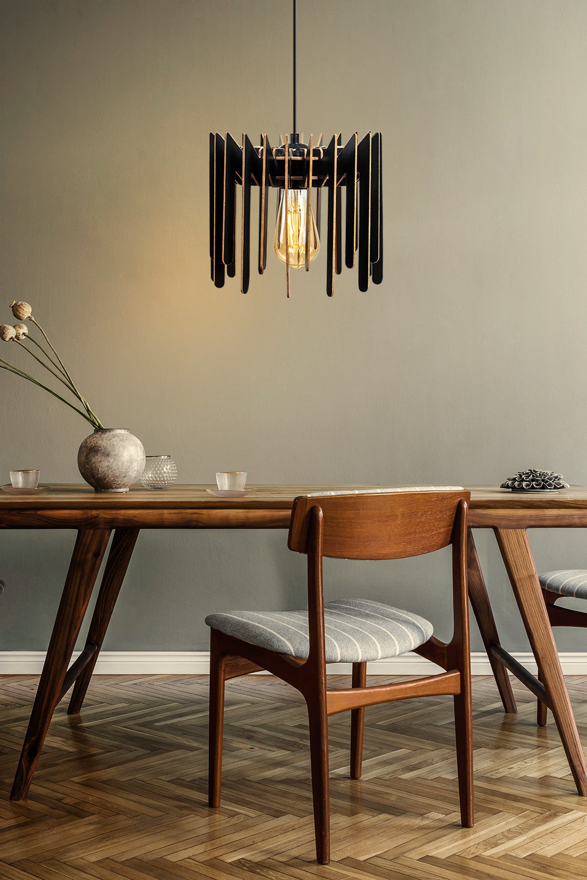 Candeeiro de Teto – 55 cm – Preto – MDF