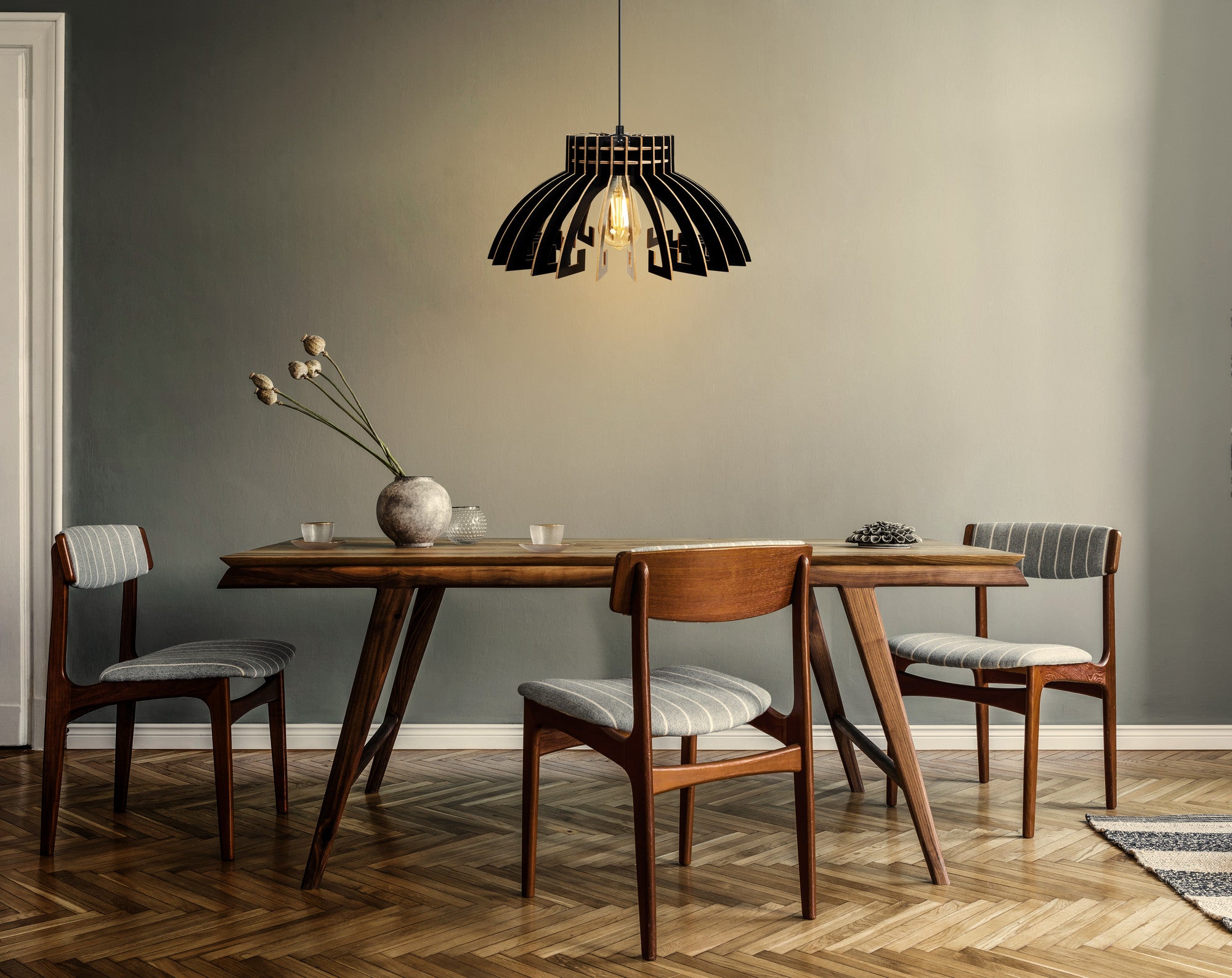Candeeiro de Teto – 55 cm – Preto – MDF