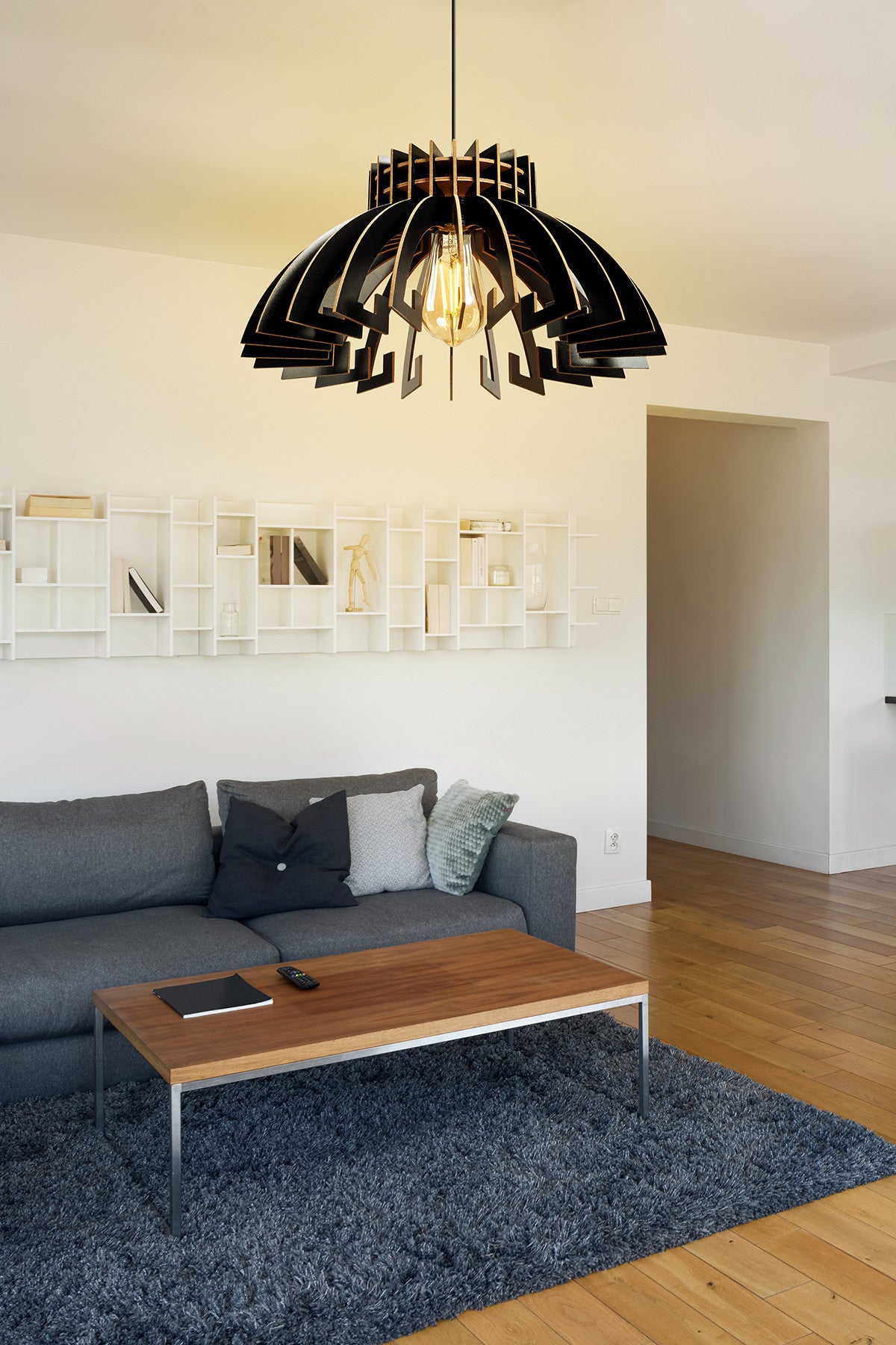 Candeeiro de Teto – 55 cm – Preto – MDF