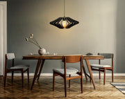 Candeeiro de Teto Elegante – 55 cm altura – Preto – MDF