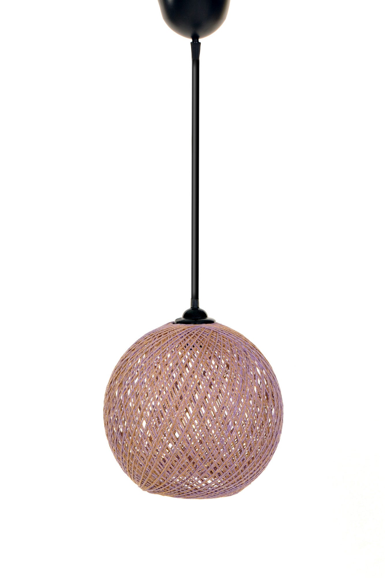 Candeeiro de Teto – 55 cm – Lilás e Marrom – Juta