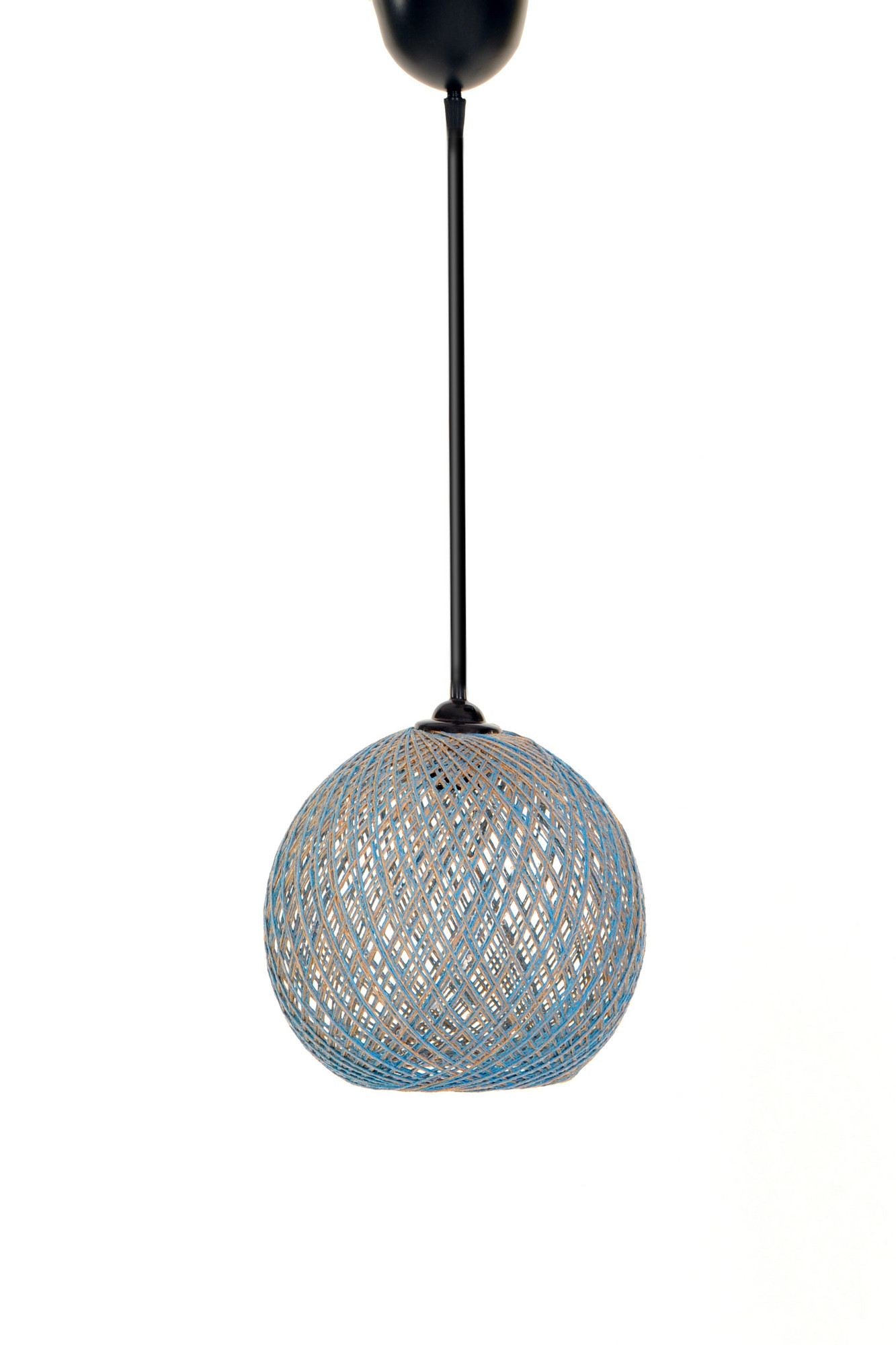 Candeeiro de Teto – 55 cm – Azul e Marrom – Juta