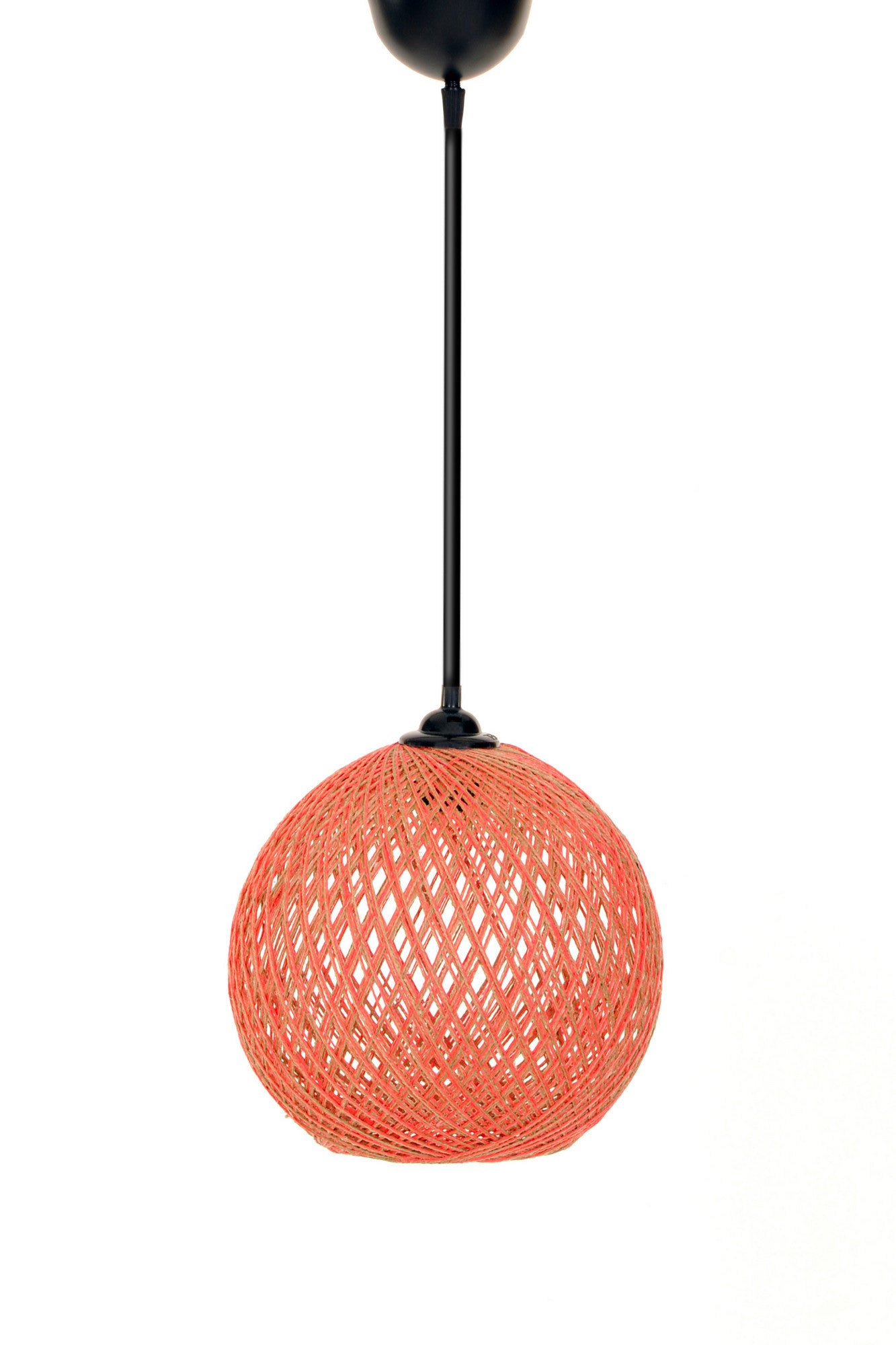 Candeeiro de Teto – 55 cm – Laranja e Marrom – Juta