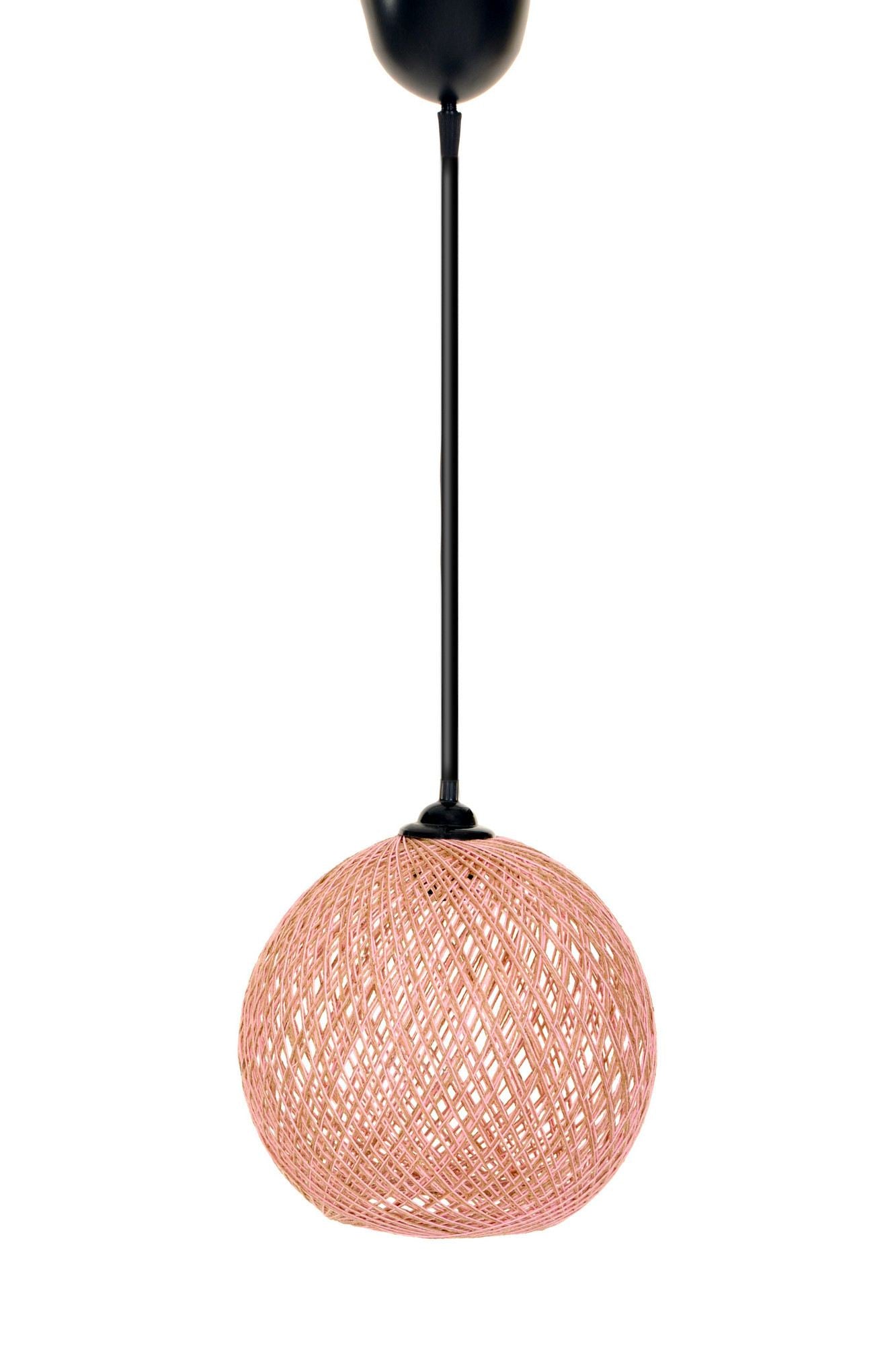 Candeeiro de Teto – 55 cm – Rosa e Marrom – Juta