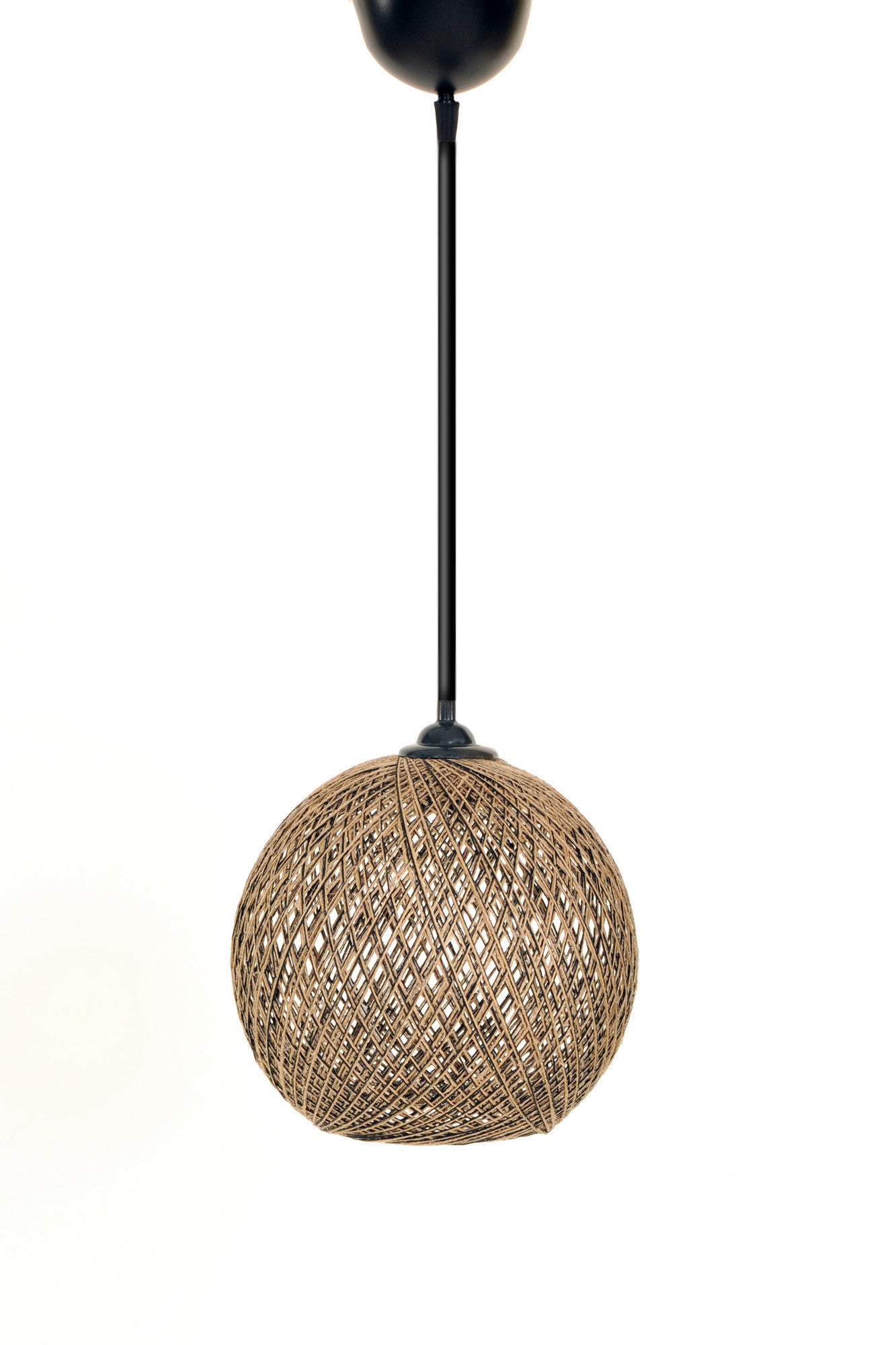 Candeeiro de Teto – 55 cm – Preto e Castanho – Juta