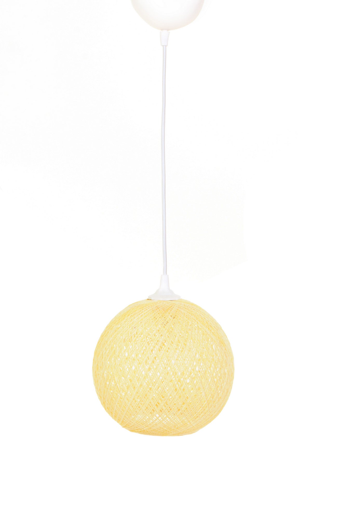 Candeeiro de Teto – 55 cm – Amarelo e Branco – Juta