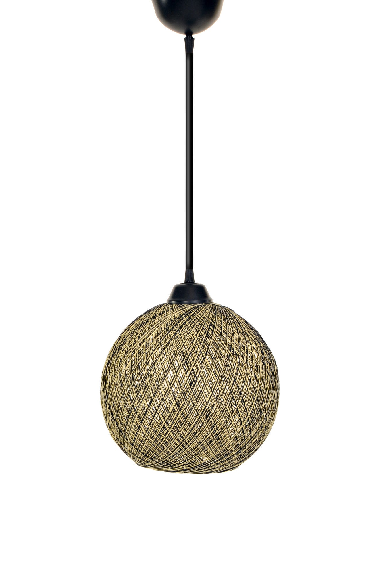 Candeeiro de Teto – 55 cm – Amarelo e Preto – Juta