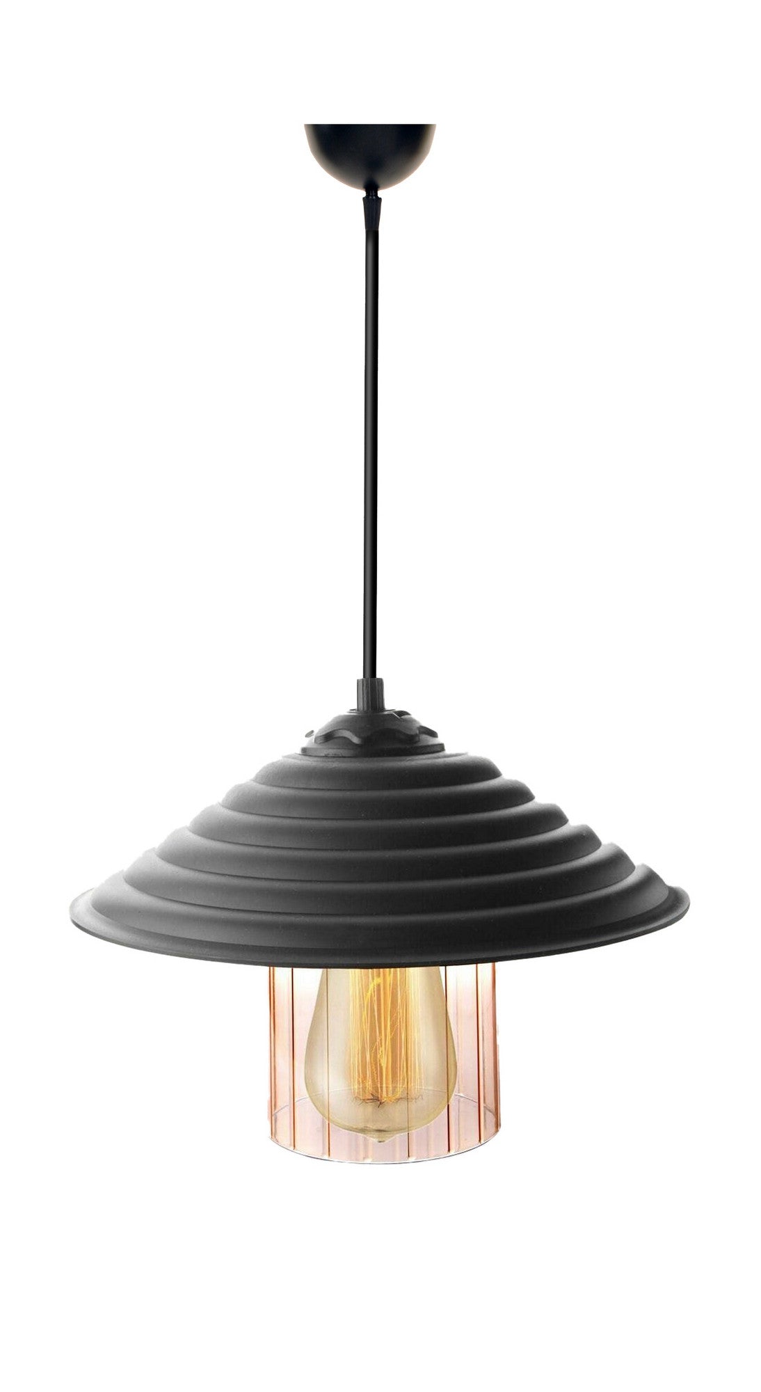 Candeeiro de Teto – 55 cm – Preto e Mel – ABS e Policarbonato