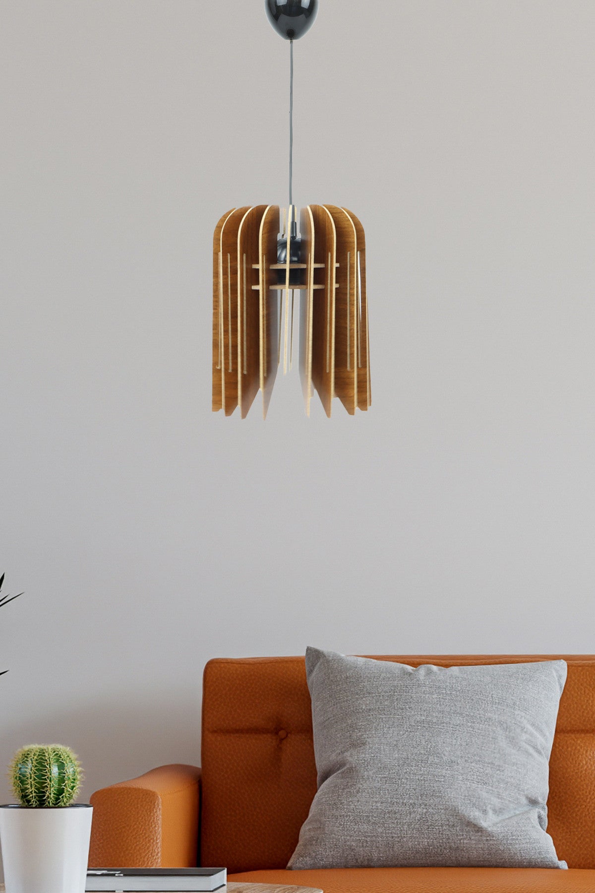 Candeeiro de Teto – 65 cm – Nogueira – MDF