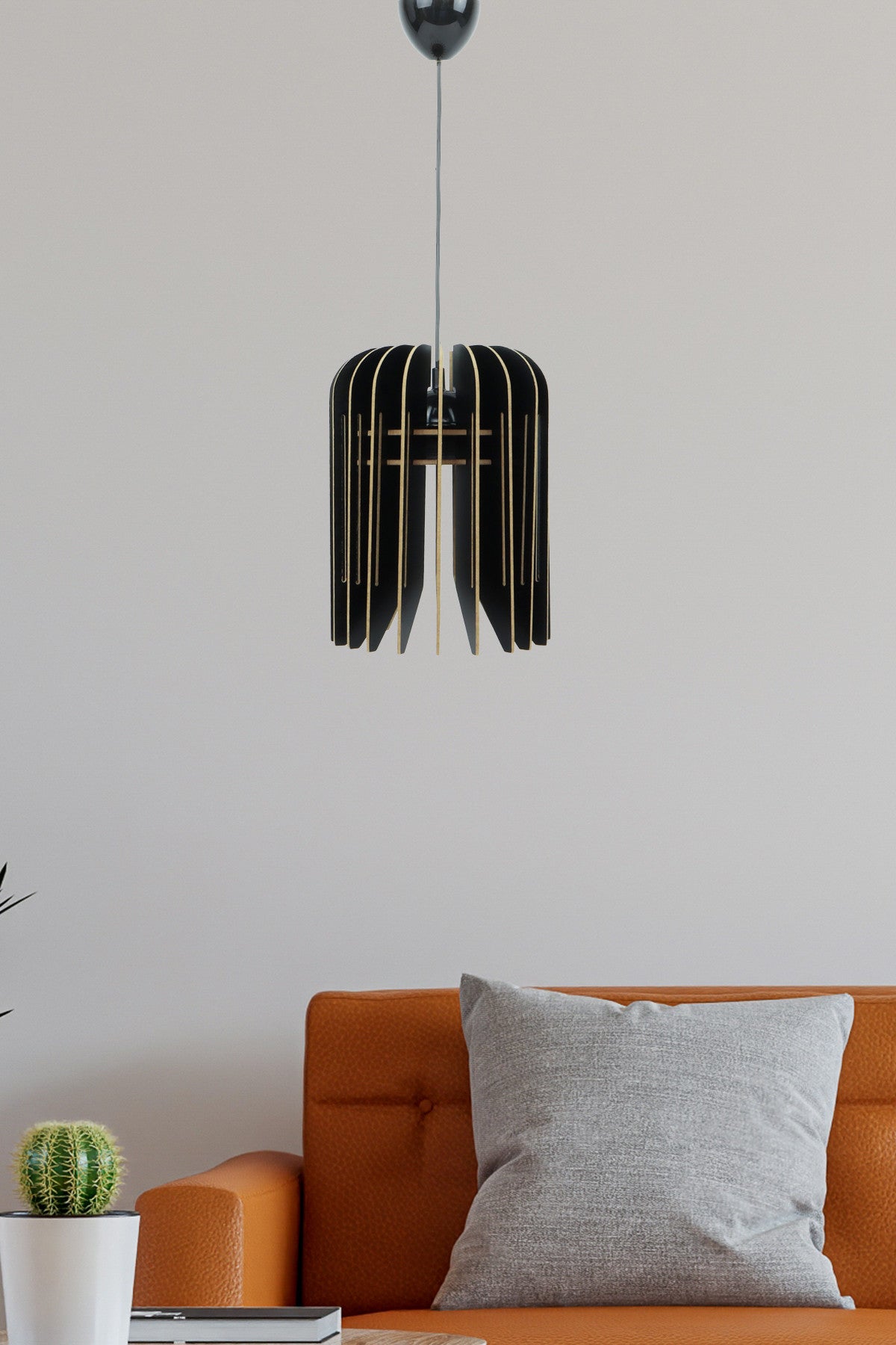 Candeeiro de Teto – 65 cm – Preto – MDF