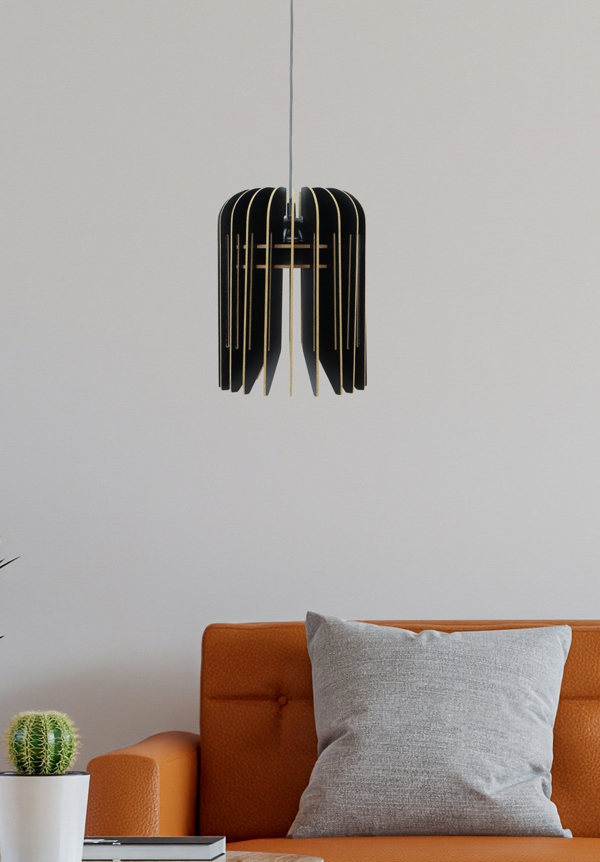 Candeeiro de Teto – 65 cm – Preto – MDF