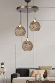 Candeeiro de Teto – 80 cm de altura – Bege – Metal e Juta