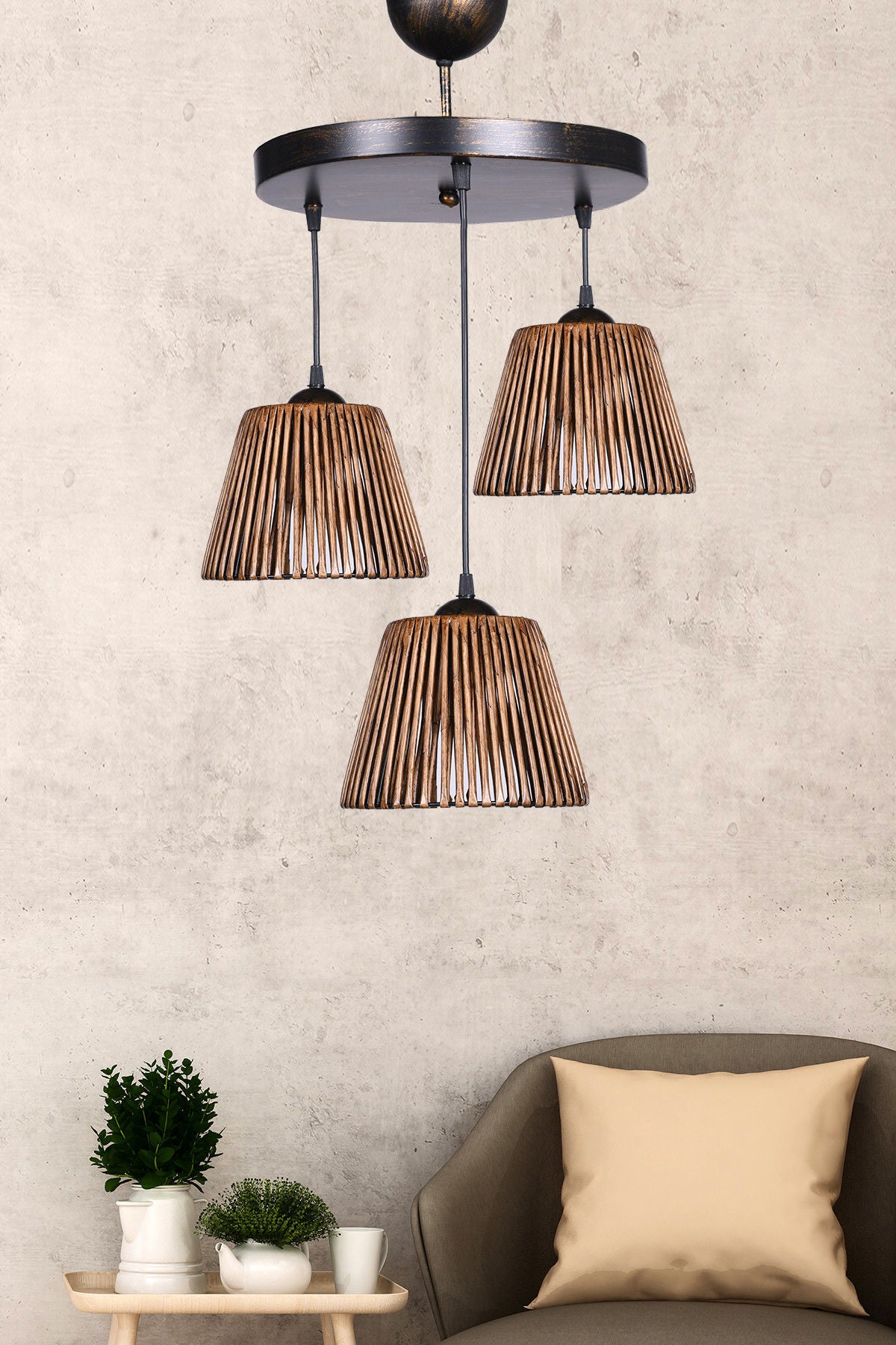 Candeeiro de Teto – 90 cm – Antiguidade – Madeira