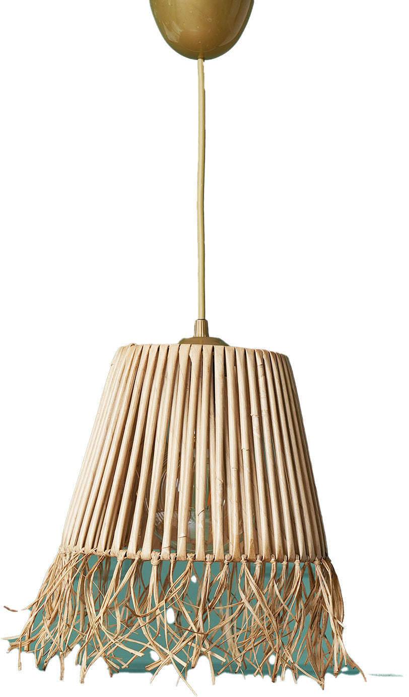 Candeeiro de Teto - 75 cm - Cores naturais - Metal e bambu