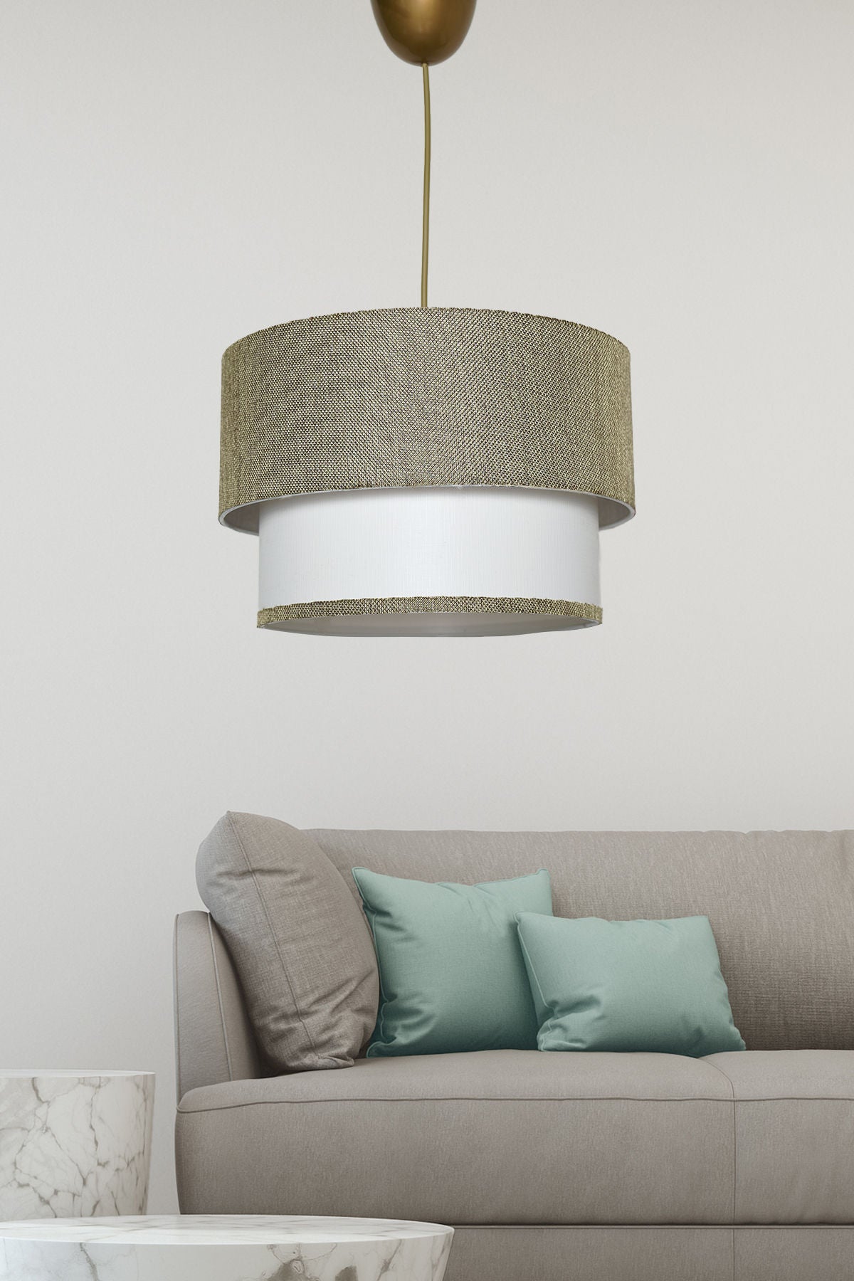 Candeeiro de Teto – 30 x 30 cm – Verde e Branco – Metal