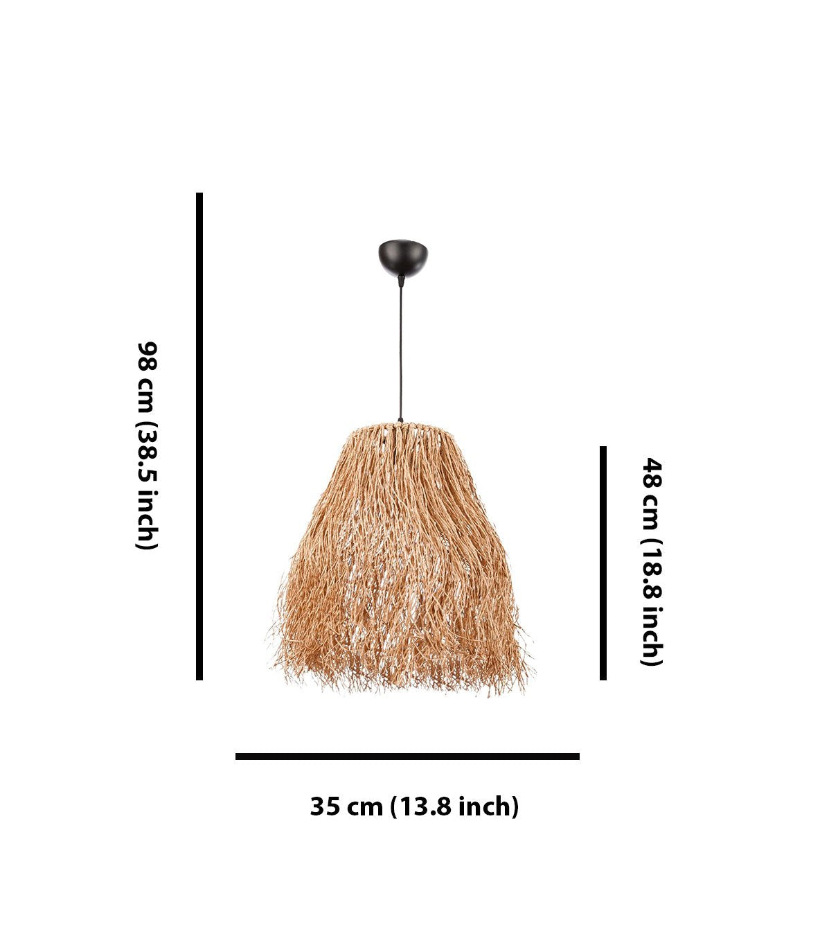 Candeeiro de Teto – 98 cm – Natural – Metal e ráfia