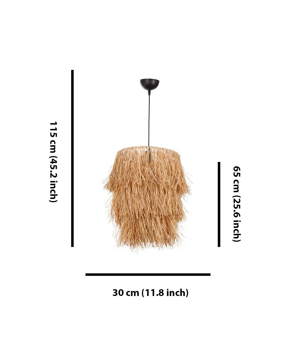Candeeiro de Teto – 30 cm de diâmetro – Natural – Metal com Ráfia