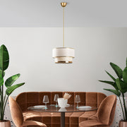 Candeeiro de Teto – 30 cm de Diâmetro – Creme e Dourado – Metal