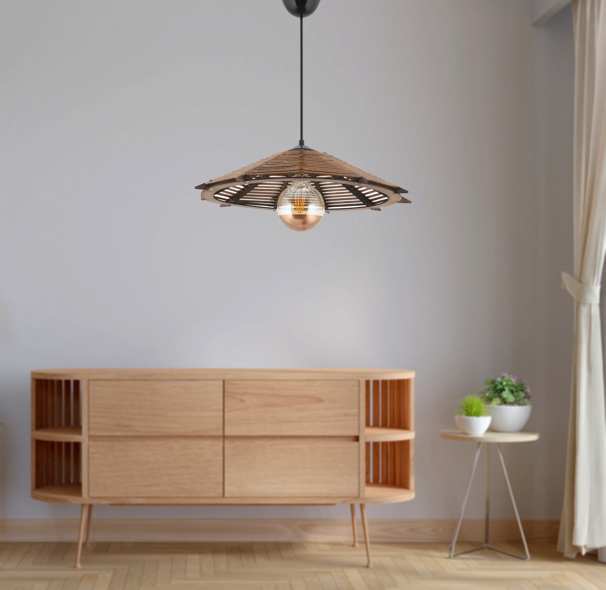 Candeeiro de Teto – 55 cm – Cor de Antiguidade – Madeira