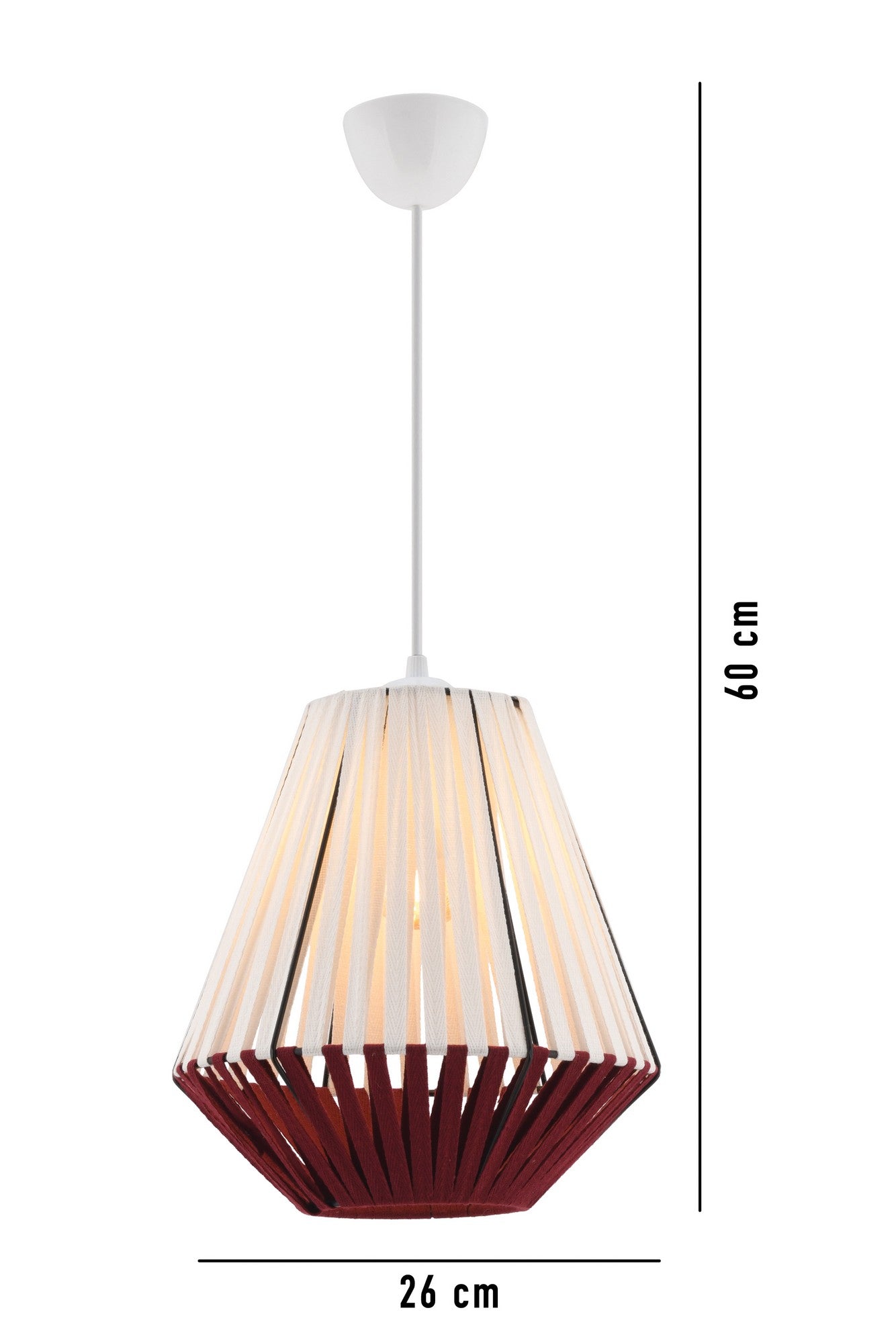 Candeeiro de Teto – 60 cm – Branco e Vermelho – Metálico