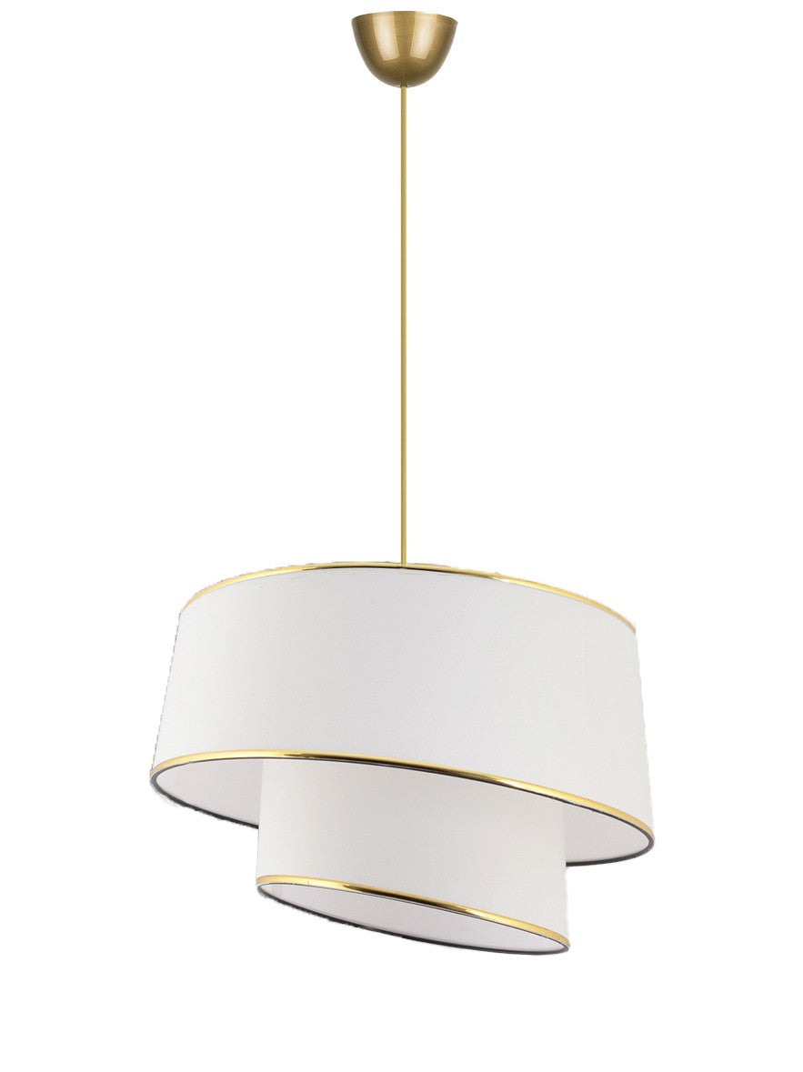 Candeeiro de Teto – 70 cm – Branco e Dourado – Metal
