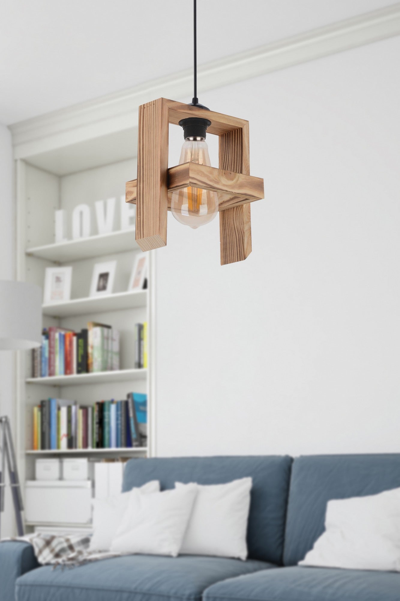 Candeeiro de Teto – 65 cm – Cor natural – Madeira