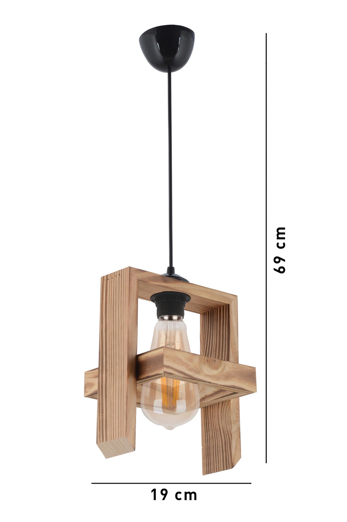 Candeeiro de Teto – 65 cm – Cor natural – Madeira