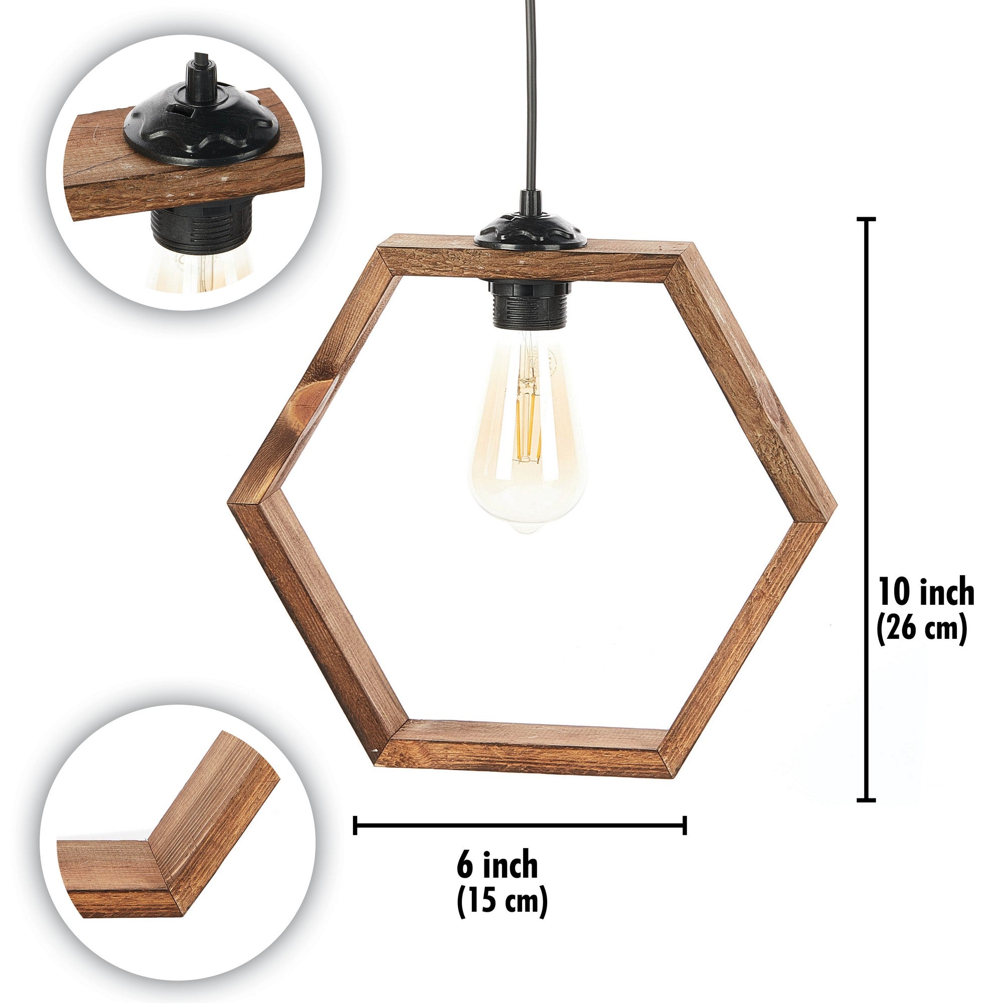 Candeeiro de Teto – 70 cm – Marrom – Madeira