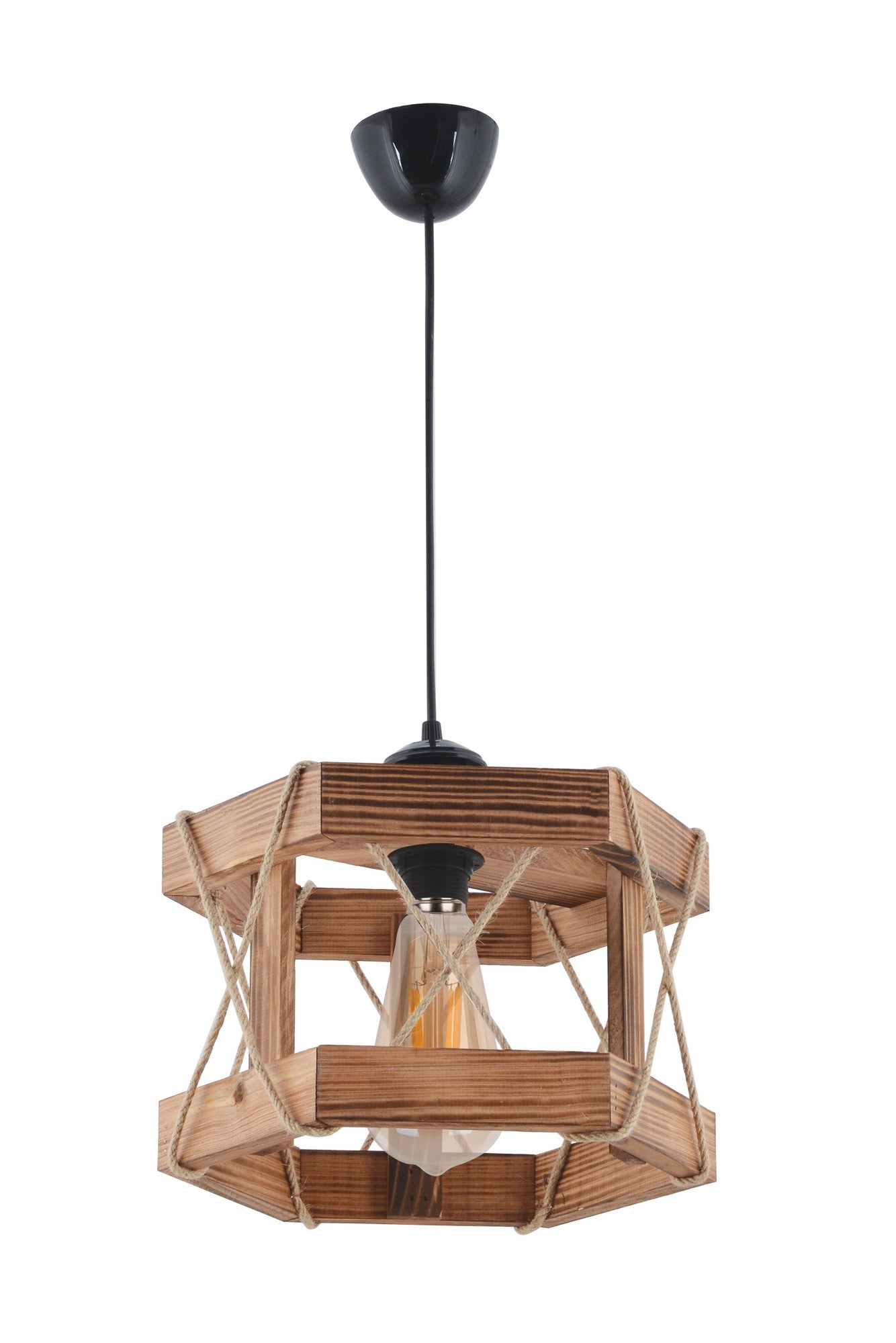 Candeeiro de Teto – 65 cm – Marrom – Madeira