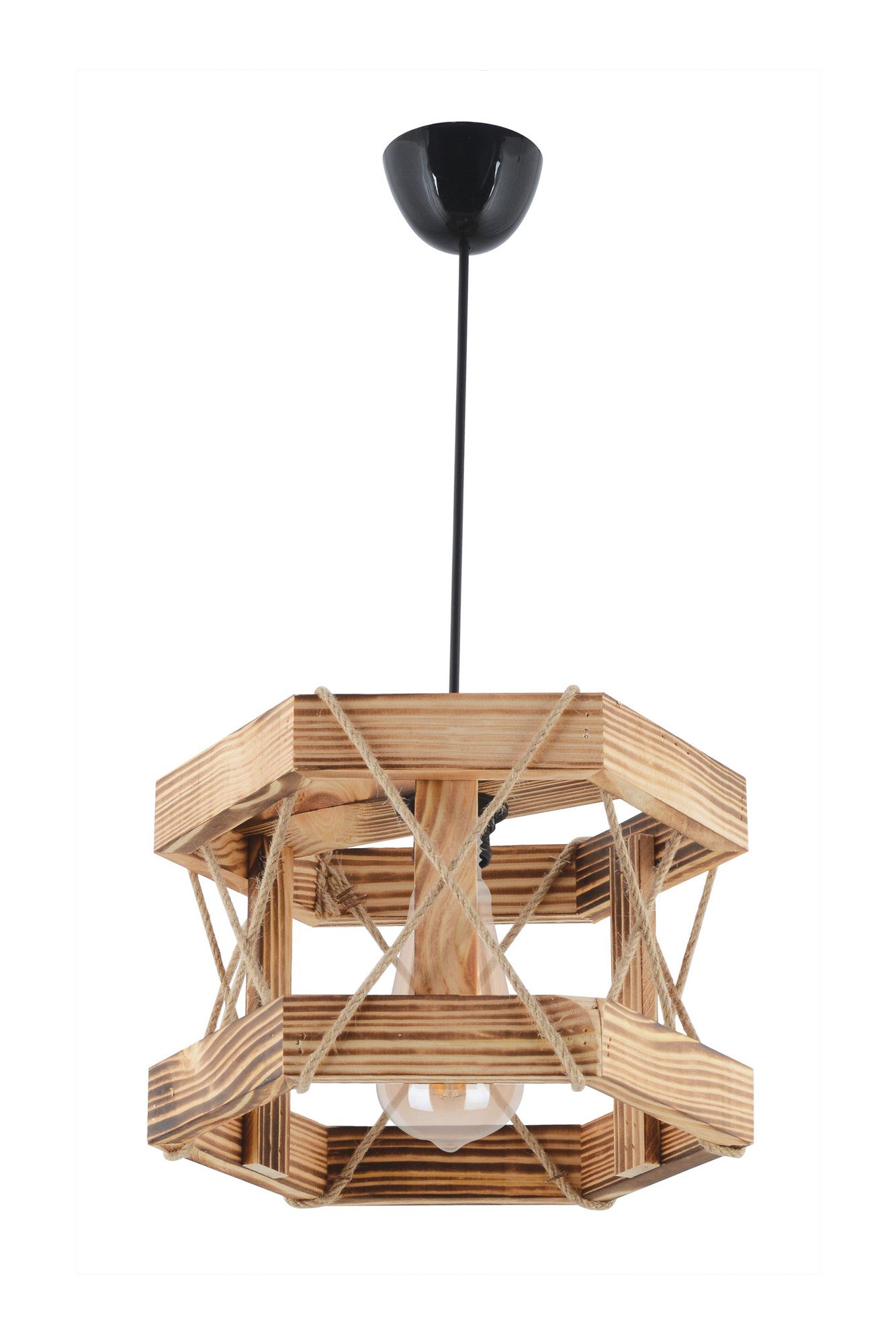 Candeeiro de Teto – 65 cm – Cor natural da madeira – Madeira