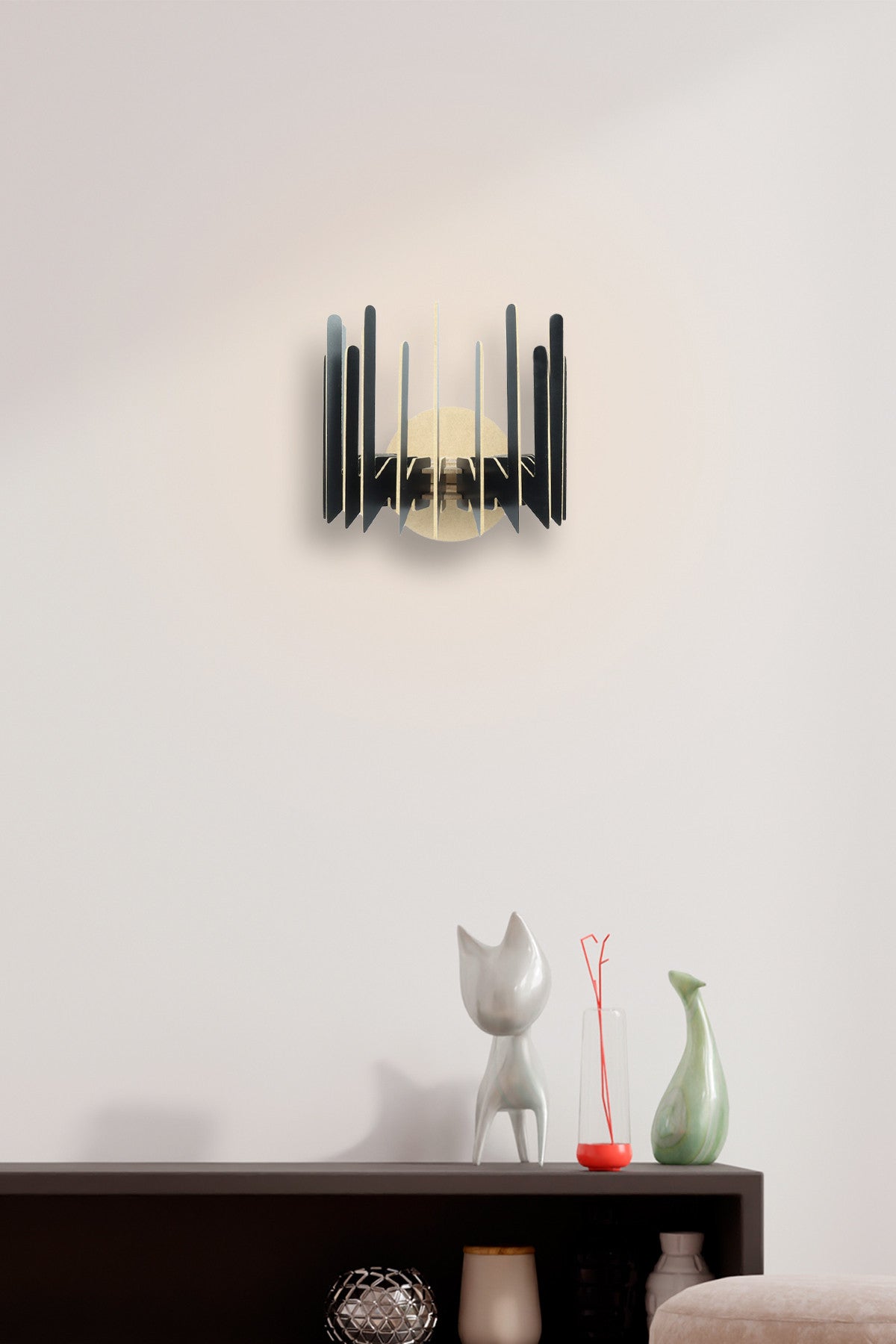 Candeeiro de Parede – 20cm x 24cm x 19cm – Preto – MDF