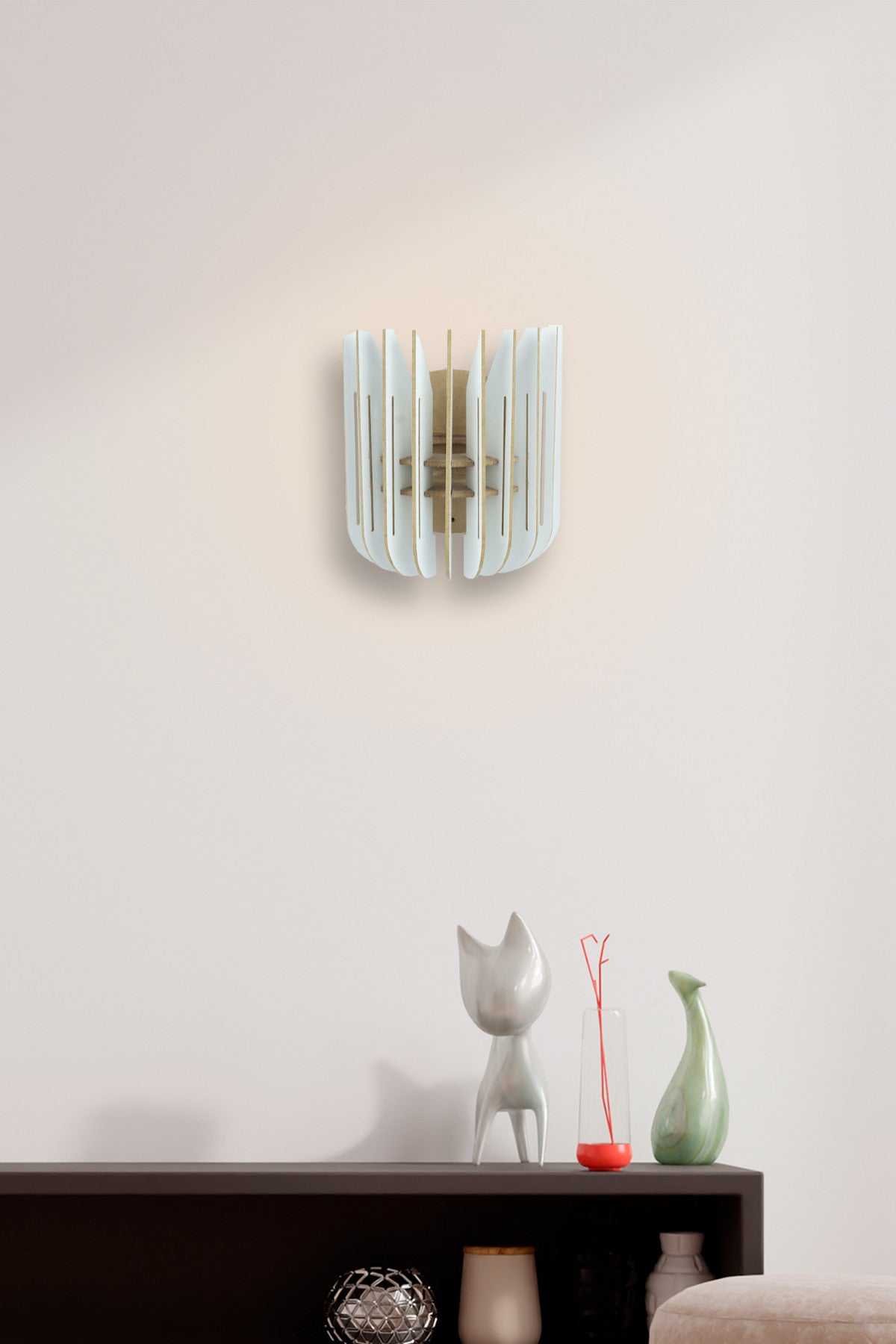 Candeeiro de Parede – 20 cm x 18,5 cm x 16 cm – Branco – MDF