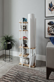 Candeeiro de Pé – 135 cm – Branco e Natural – Aglomerado e MDF