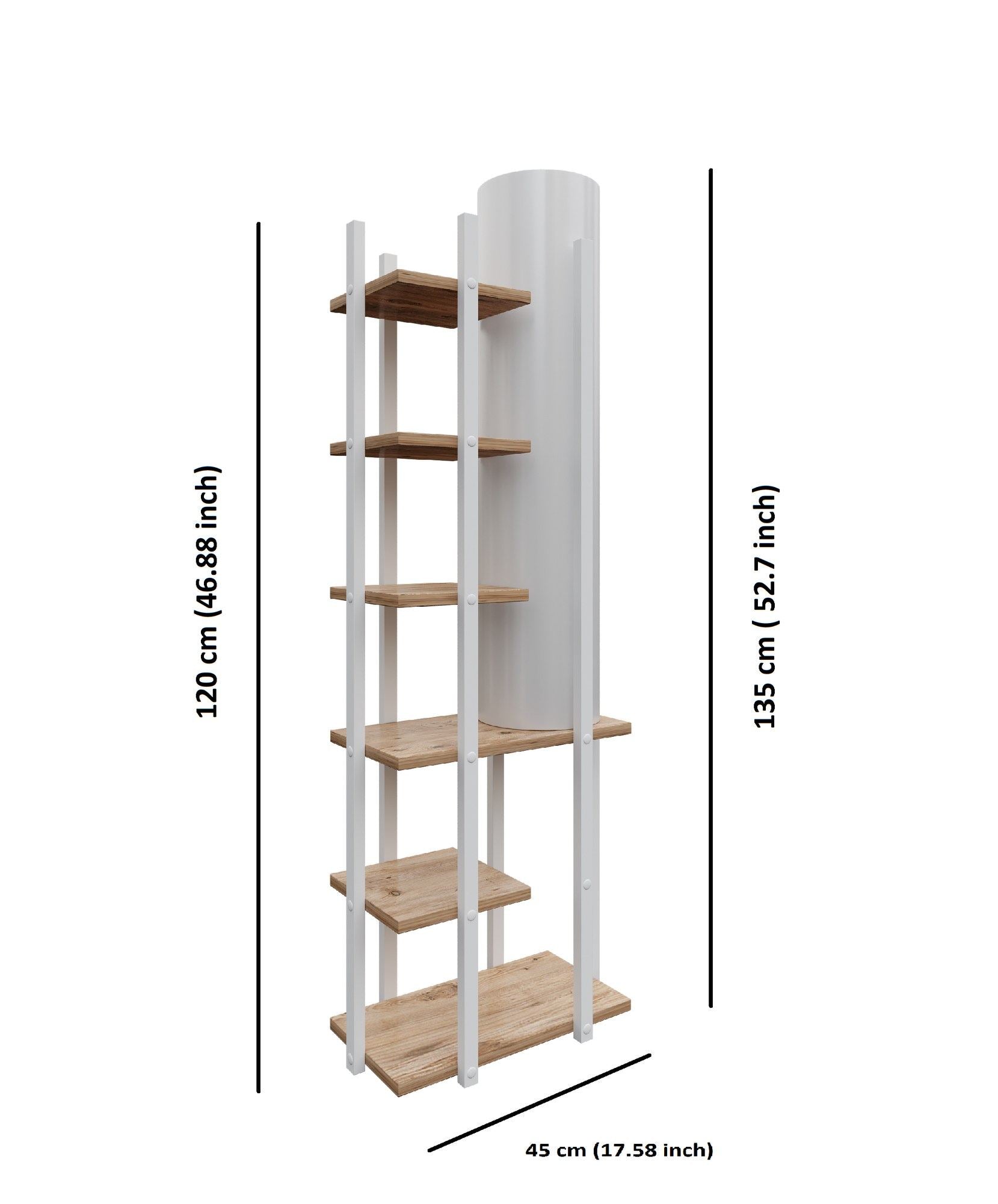 Candeeiro de Pé – 135 cm – Branco e Natural – Aglomerado e MDF