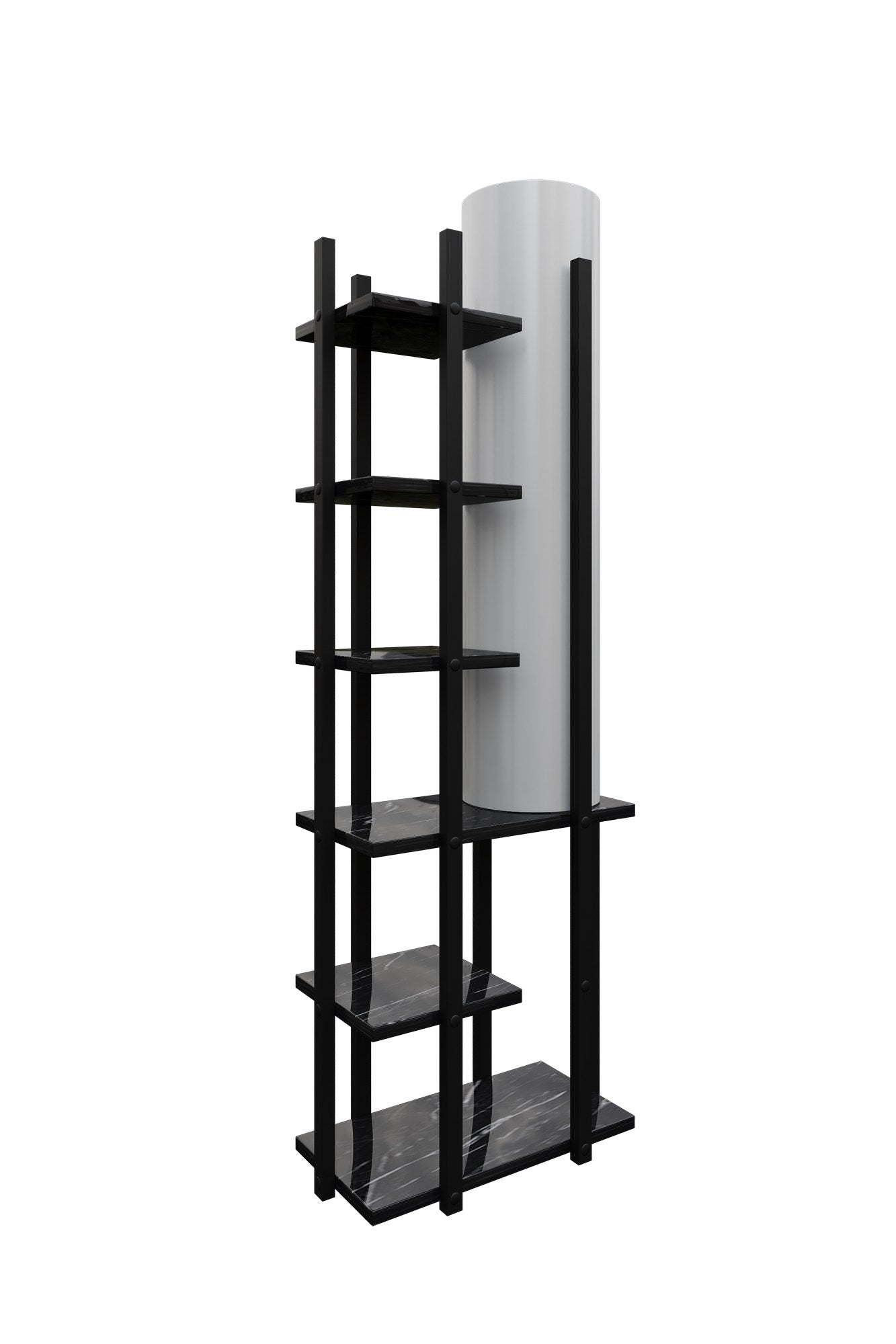 Candeeiro de Pé – 21 x 21 cm – Preto e Branco – Aglomerado e MDF