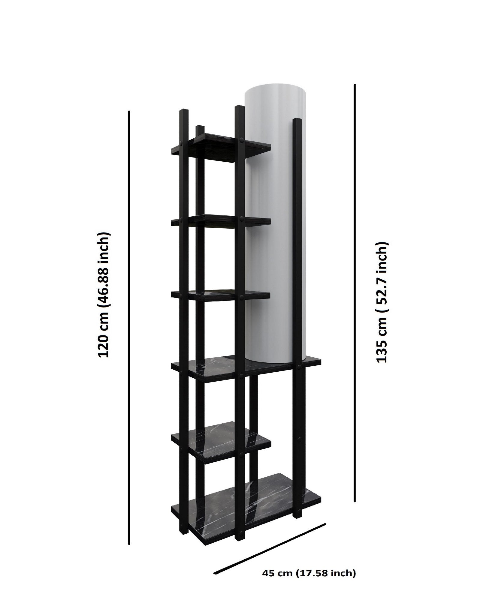 Candeeiro de Pé – 21 x 21 cm – Preto e Branco – Aglomerado e MDF