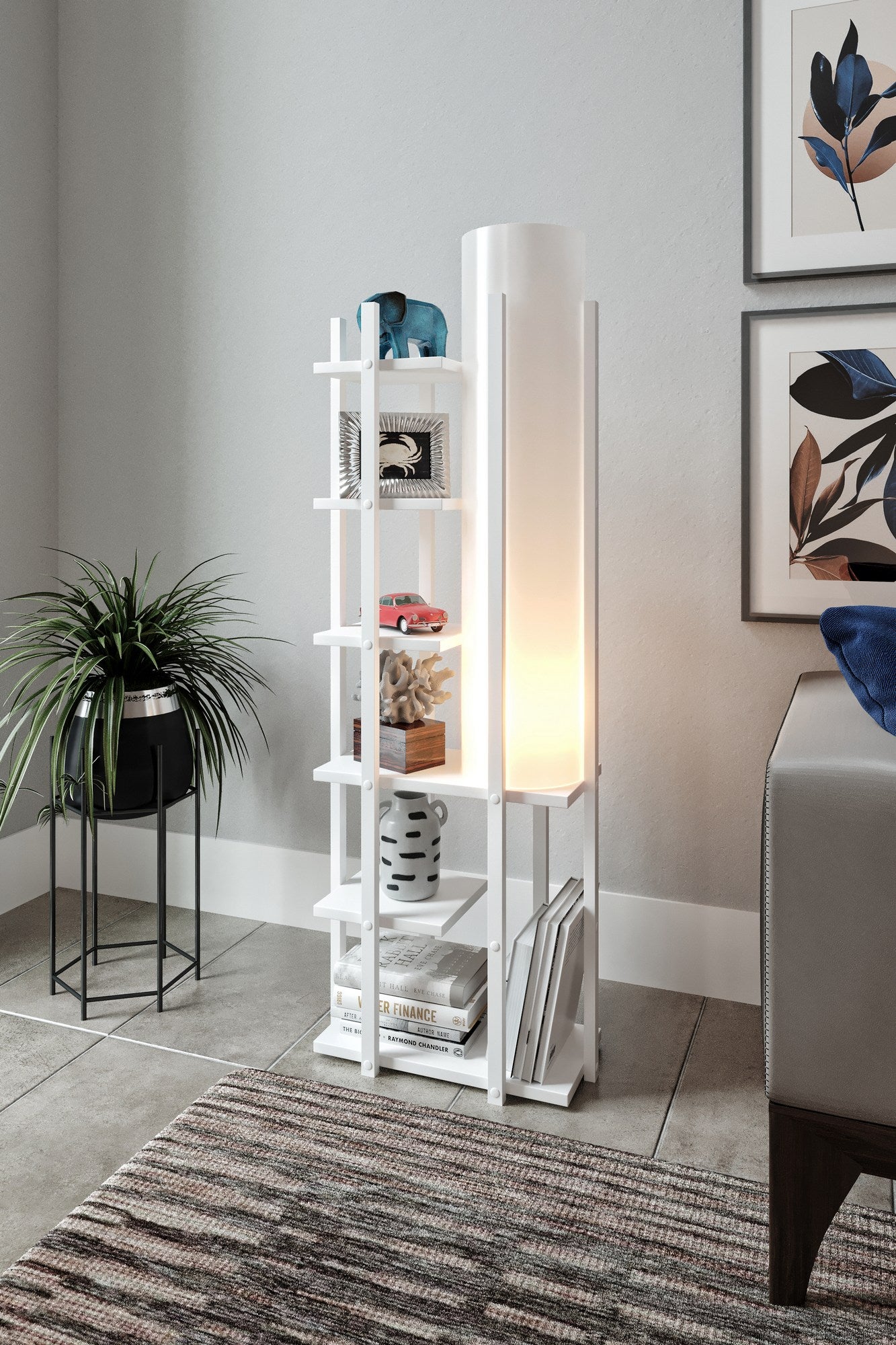 Candeeiro de Pé – 135 cm – Branco – Aglomerado com MDF e Tecido
