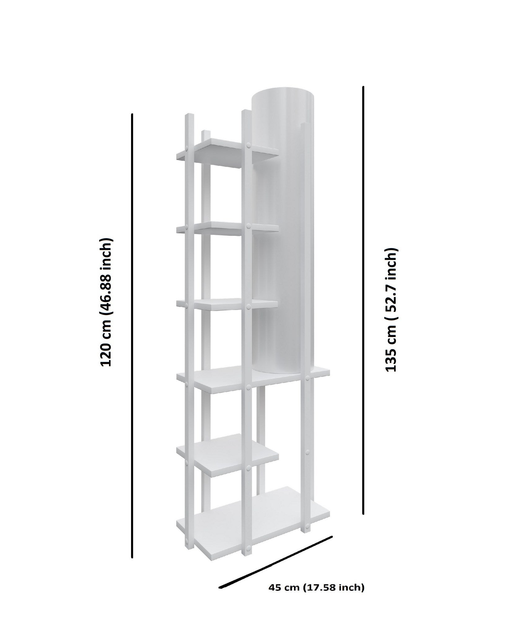 Candeeiro de Pé – 135 cm – Branco – Aglomerado com MDF e Tecido
