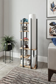 Candeeiro de Pé – 135 cm – Preto, Branco, Natural – Aglomerado, MDF, Tecido