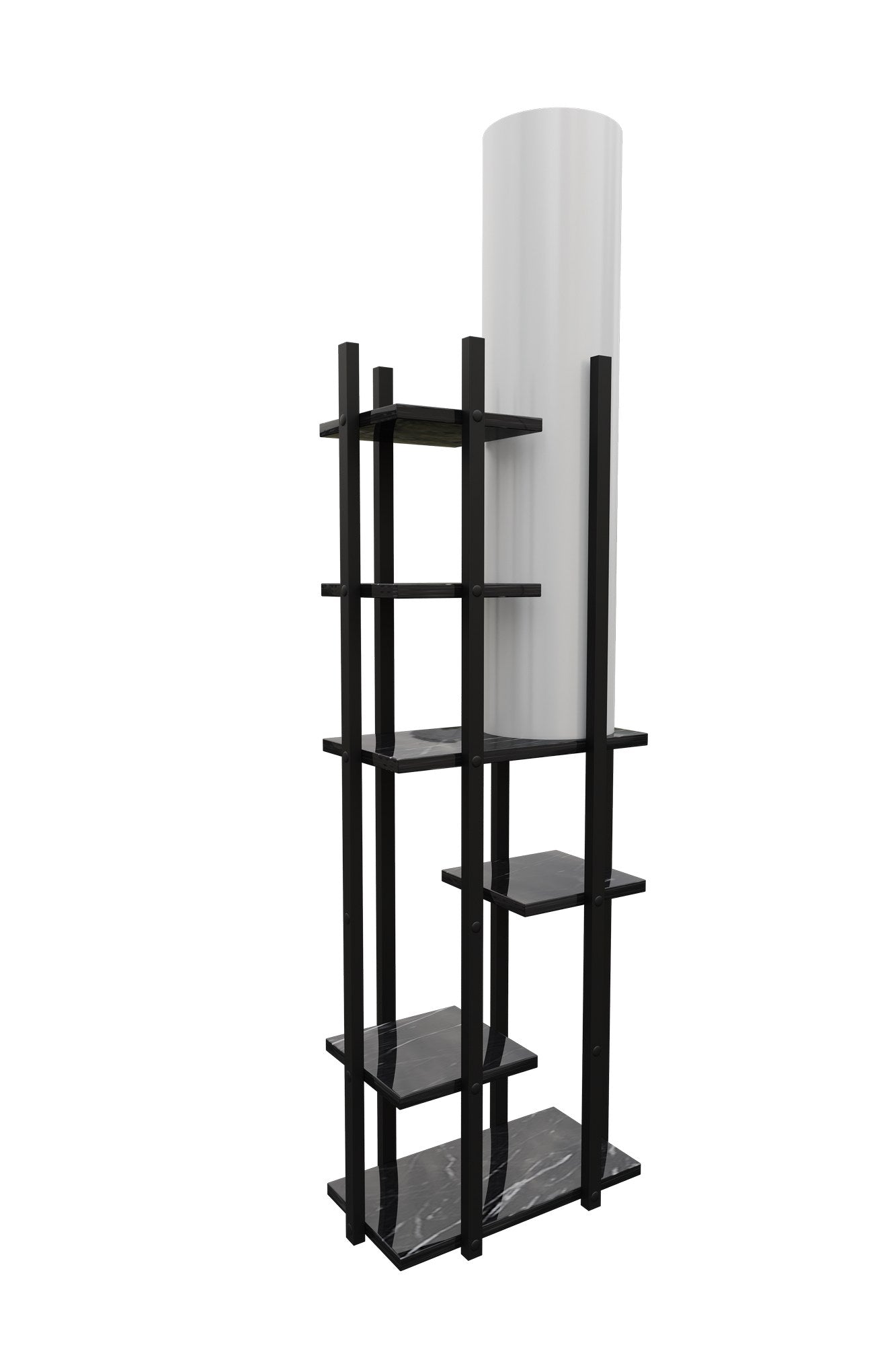 Candeeiro de Pé – 160 cm – Preto e Branco – Aglomerado e MDF
