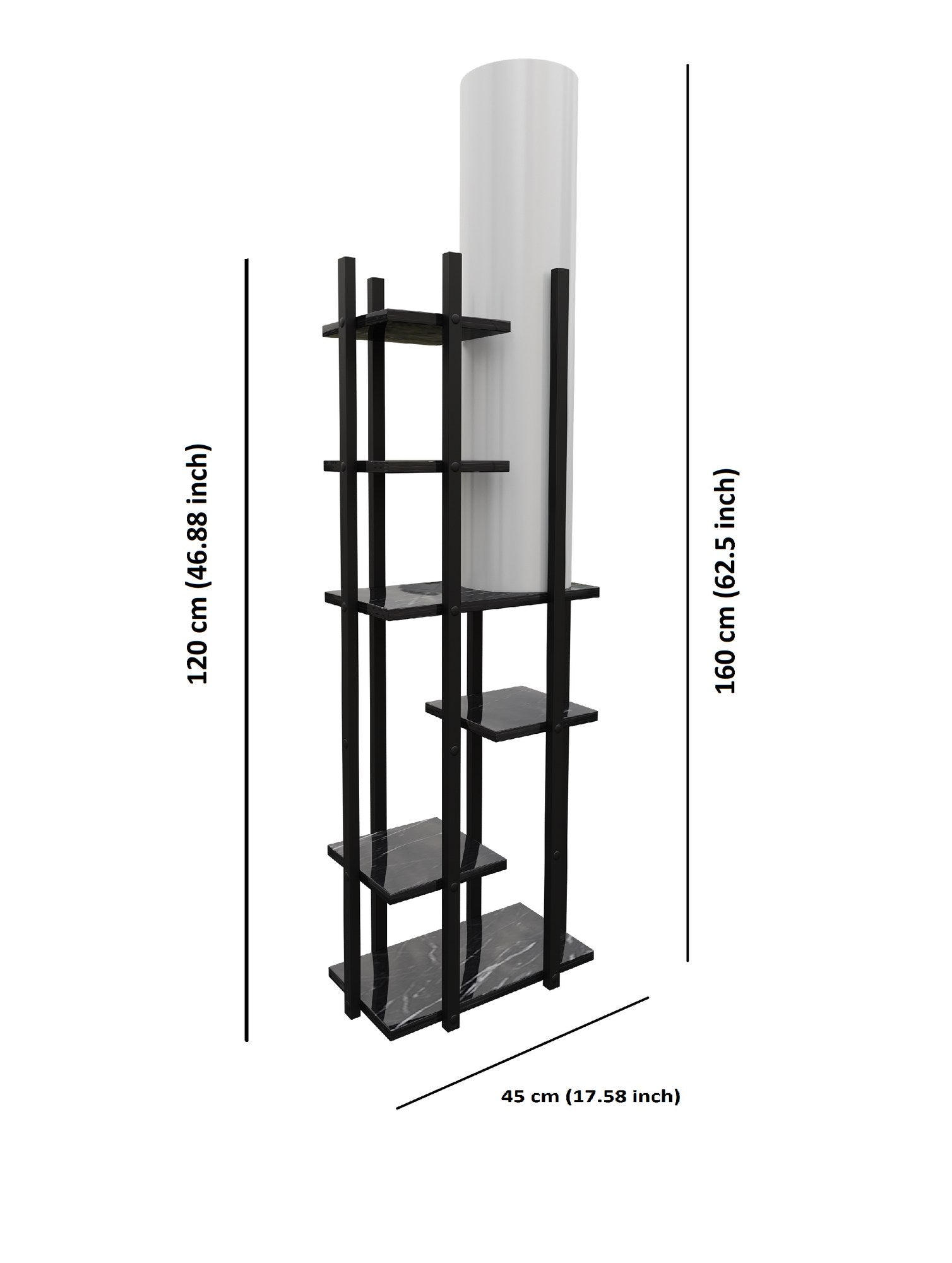 Candeeiro de Pé – 160 cm – Preto e Branco – Aglomerado e MDF