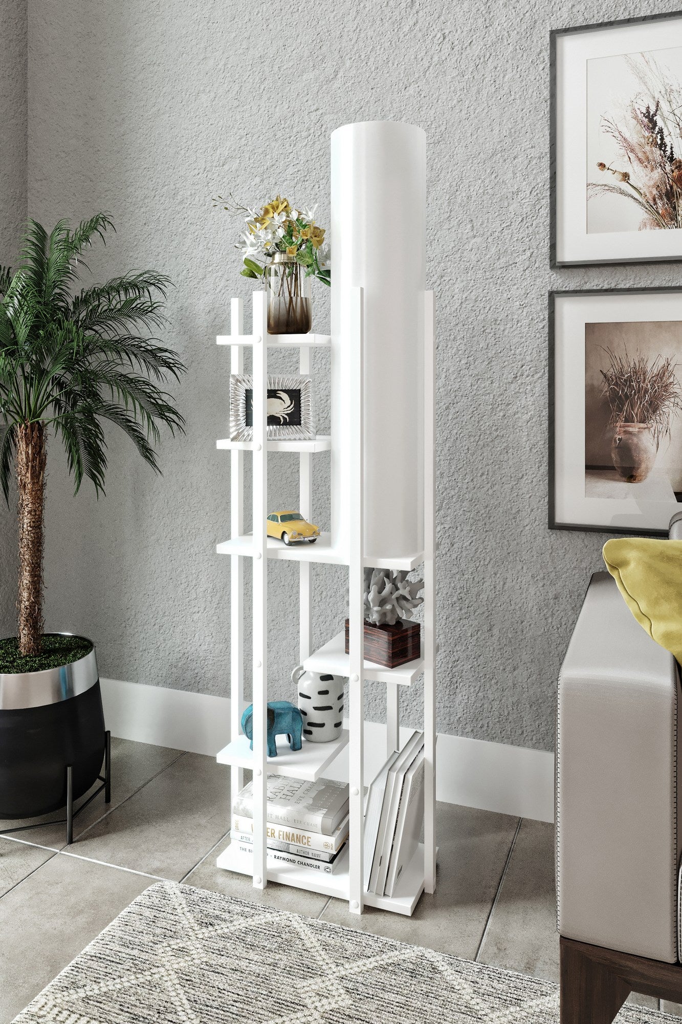 Candeeiro de Pé – 160 cm – Branco – Aglomerado e MDF