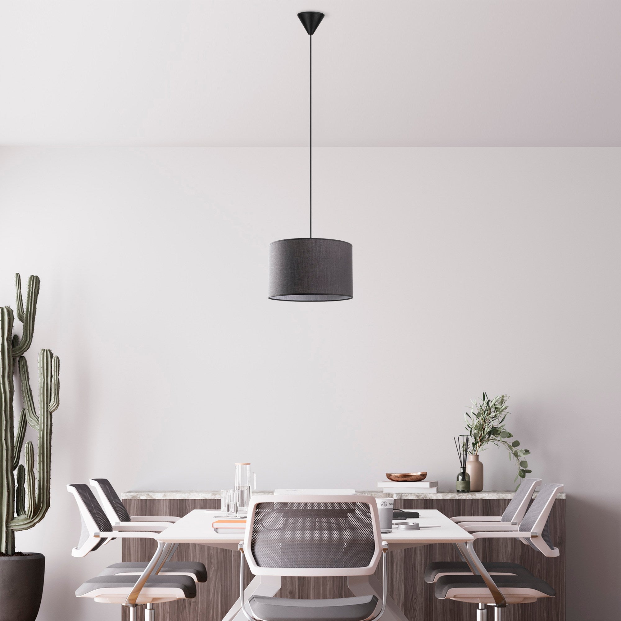 Candeeiro de Teto – 65 cm – Antracite – Metal e Algodão
