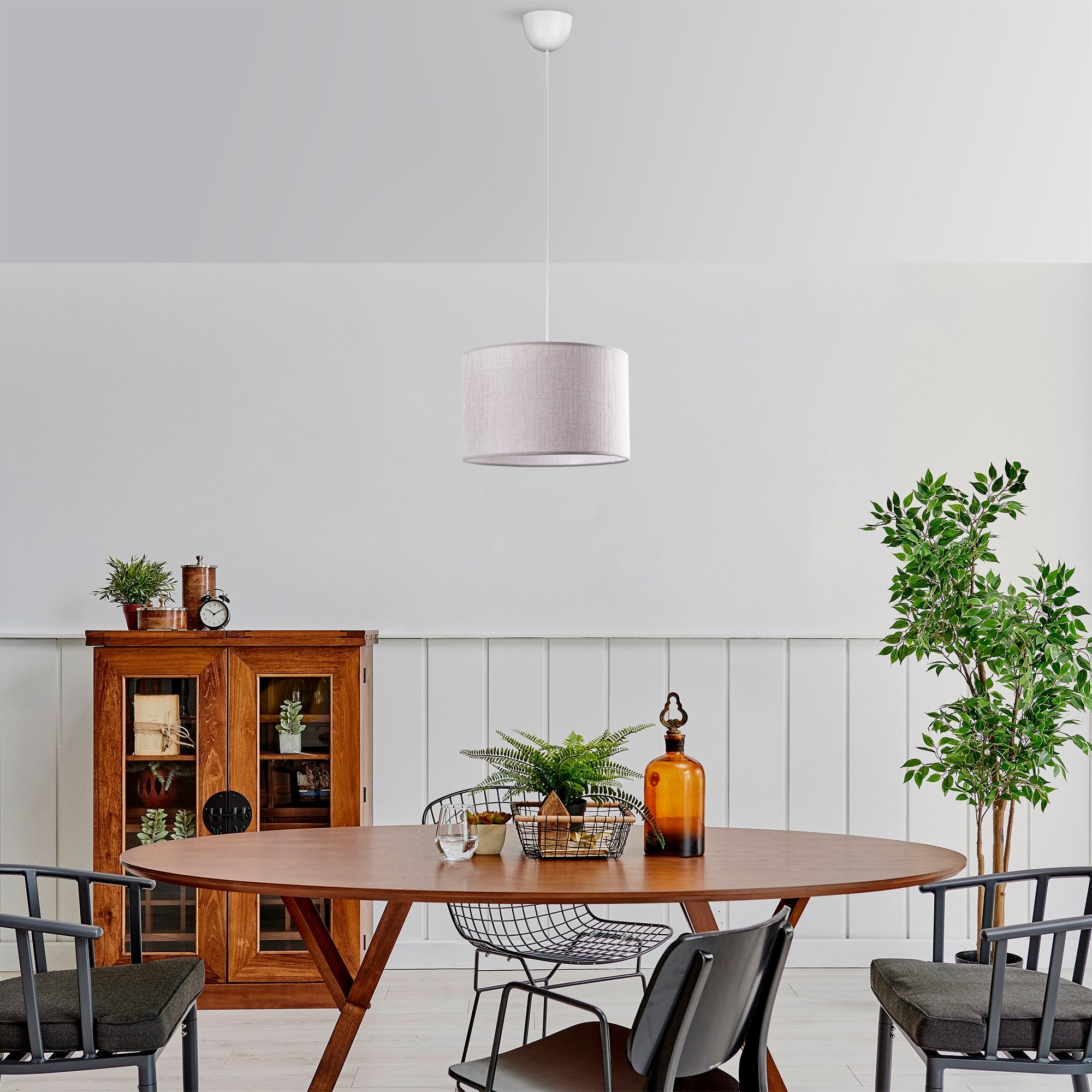 Candeeiro de Teto – 65 cm – Cinza – Metal