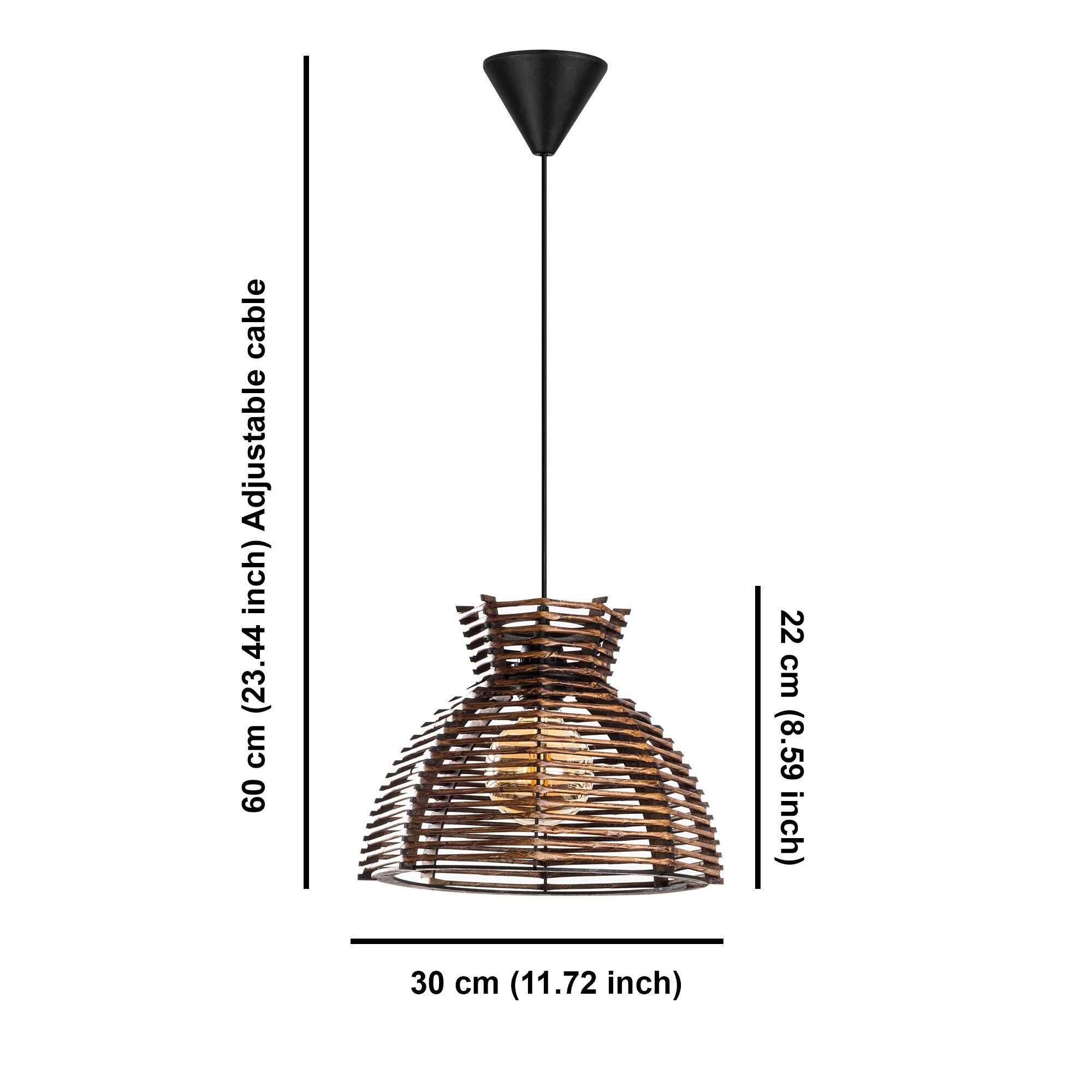 Candeeiro de Teto – 60 cm – Cor antiquada – Madeira