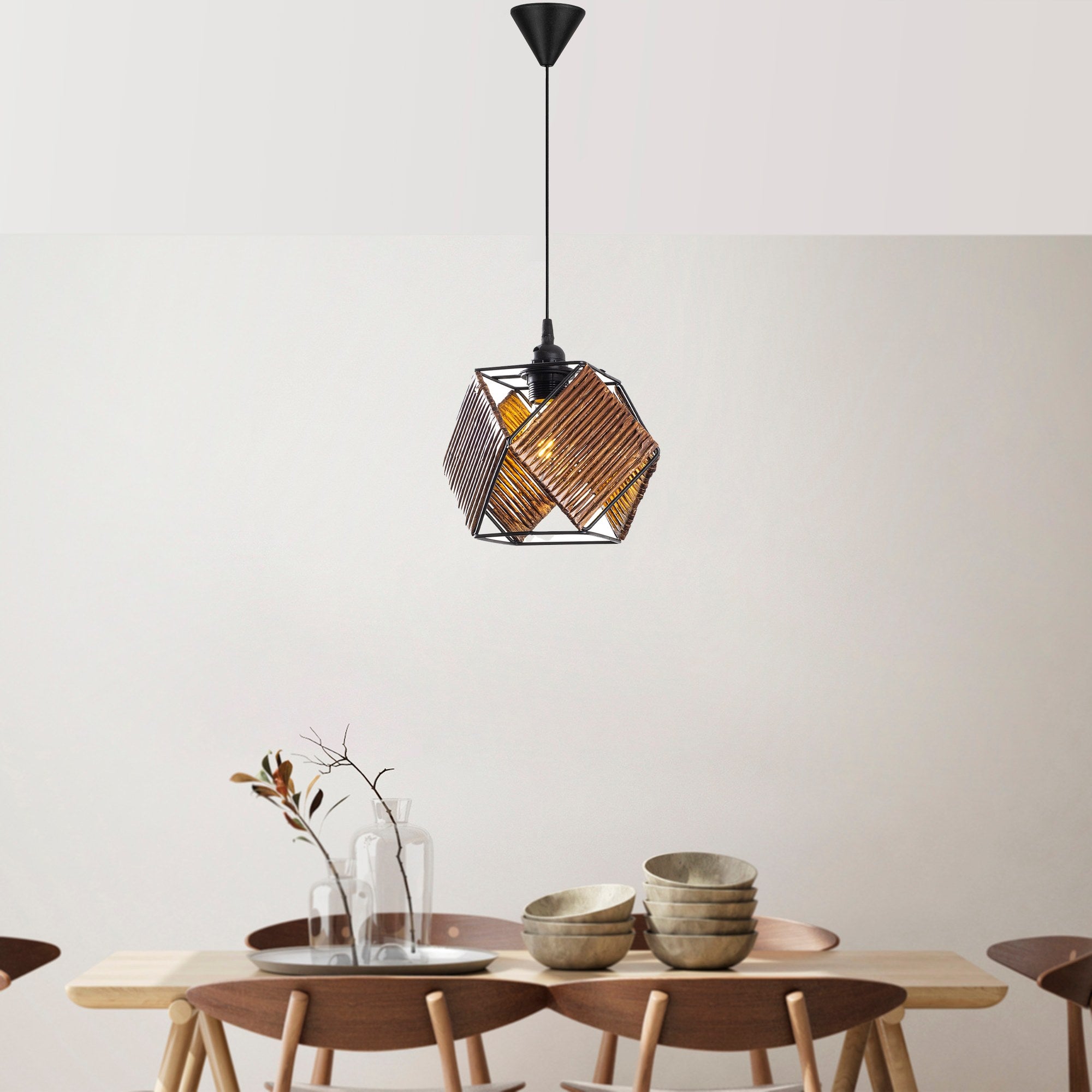 Candeeiro de Teto – 60 cm – Cor de Antiguidade – Madeira