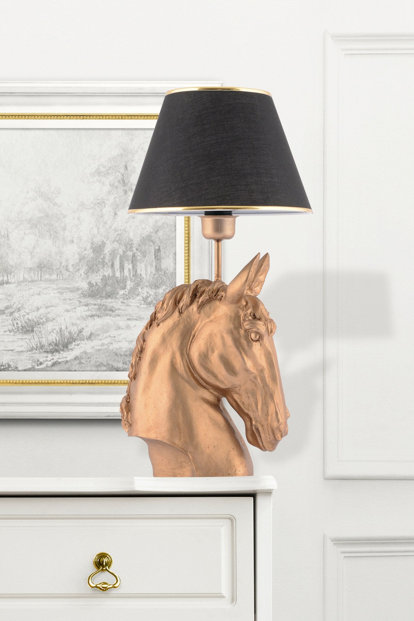 Candeeiro de mesa-Horse-Preto
Dourado